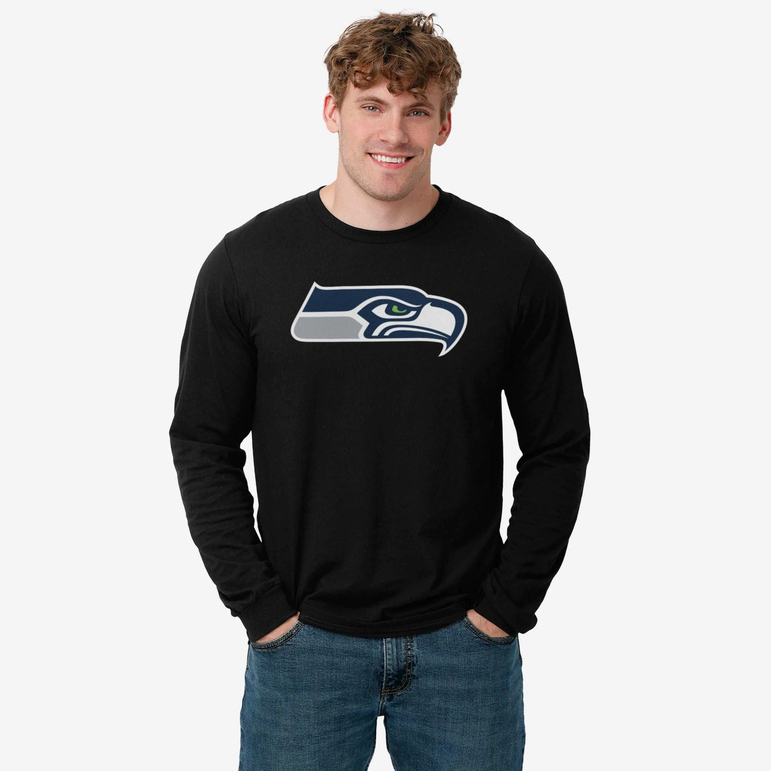 Seattle Seahawks Primary Logo Long Sleeve T-Shirt - Image 6