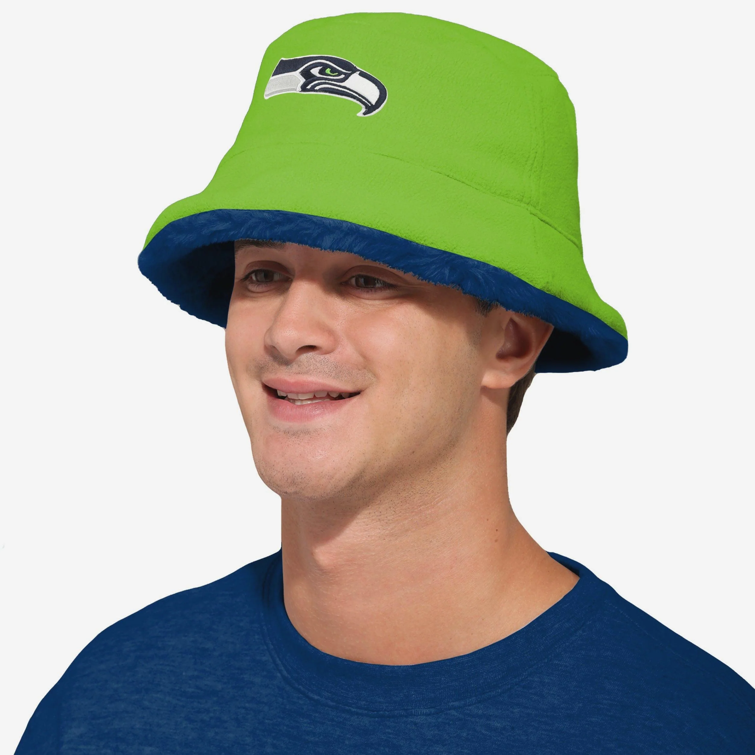 Seattle Seahawks Reversible Faux Fur Bucket Hat - Image 3