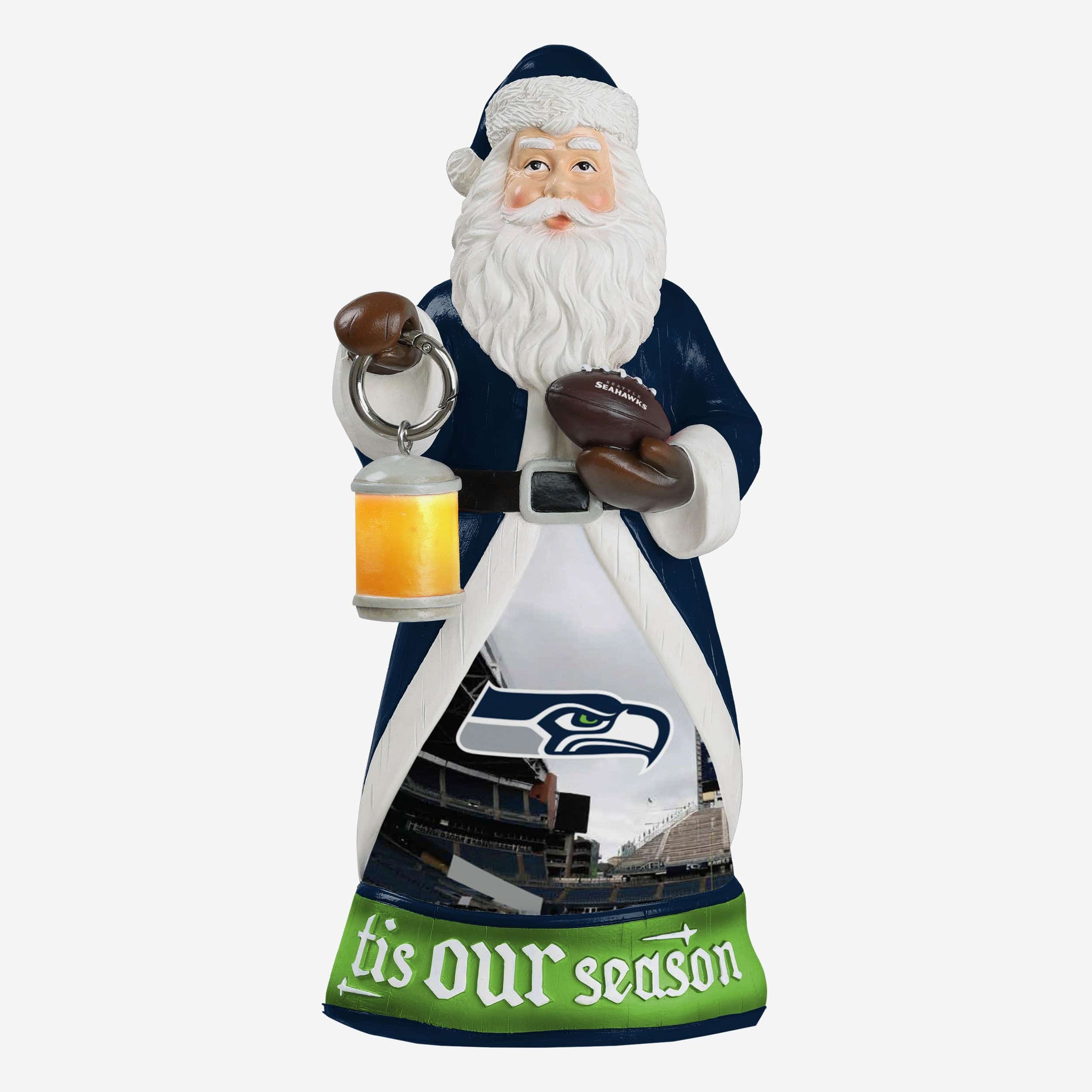 Seattle Seahawks Santa Figure With Light Up Lantern