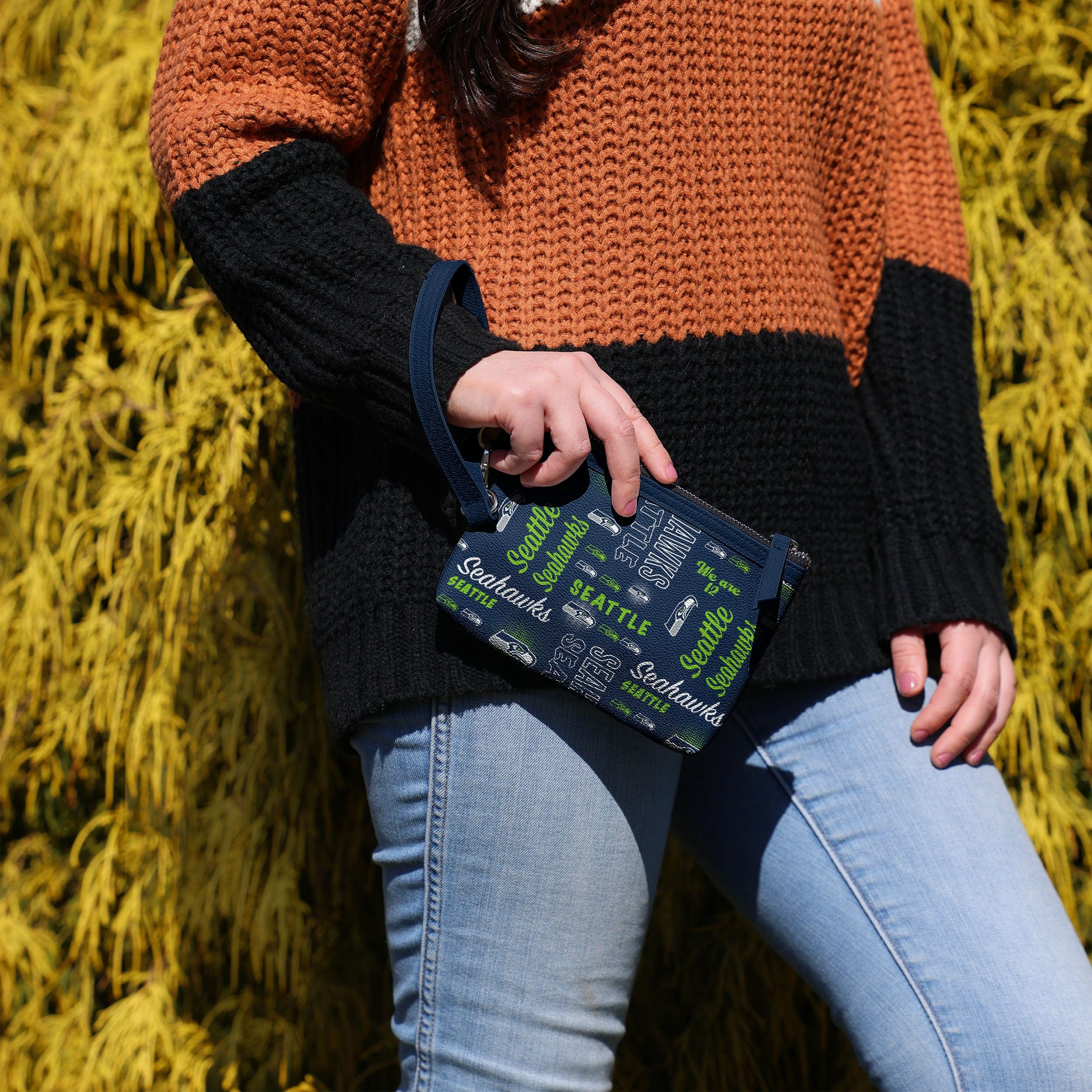 Seattle Seahawks Spirited Style Printed Collection Repeat Logo Wristlet - Image 3