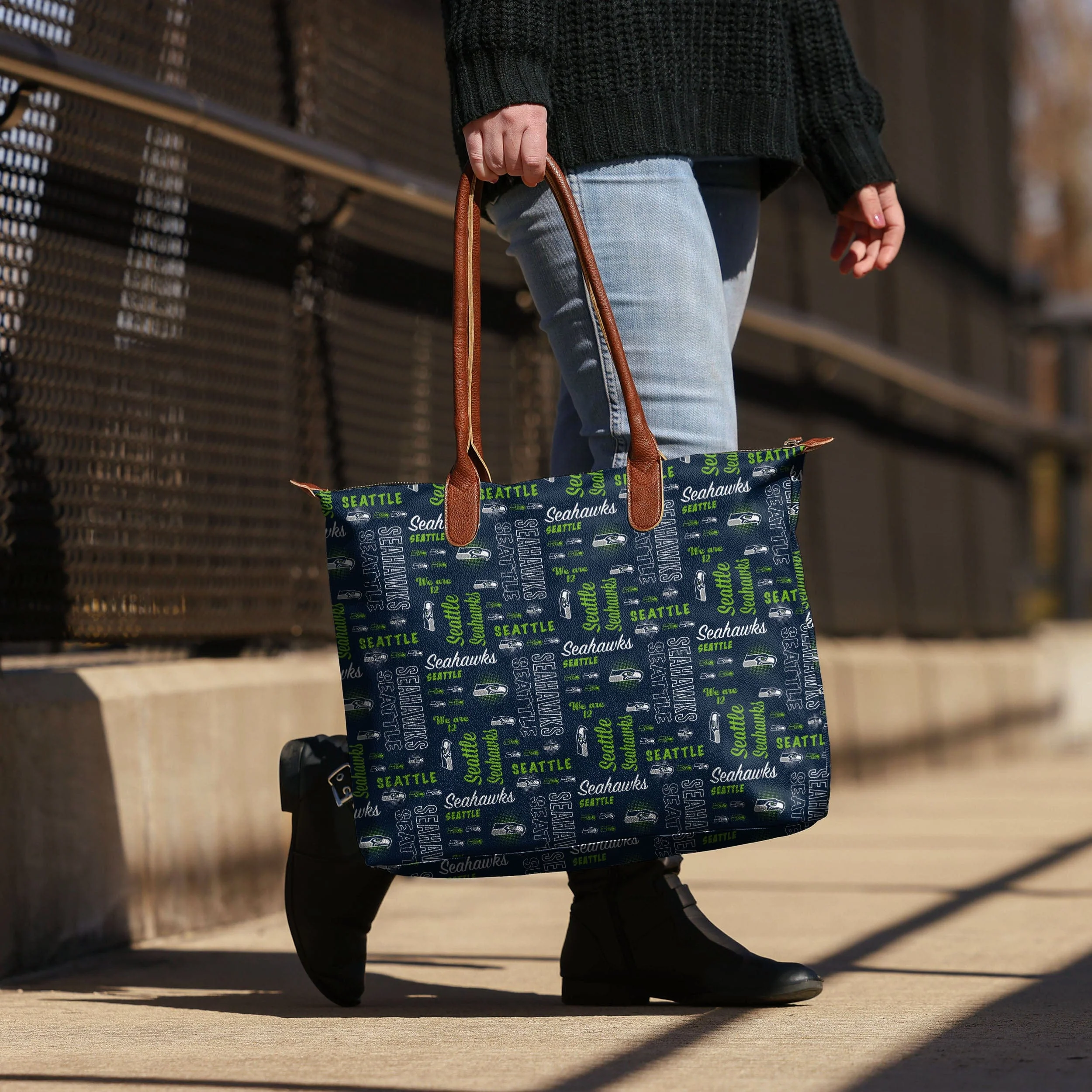 Seattle Seahawks Spirited Style Printed Collection Tote Bag - Image 3