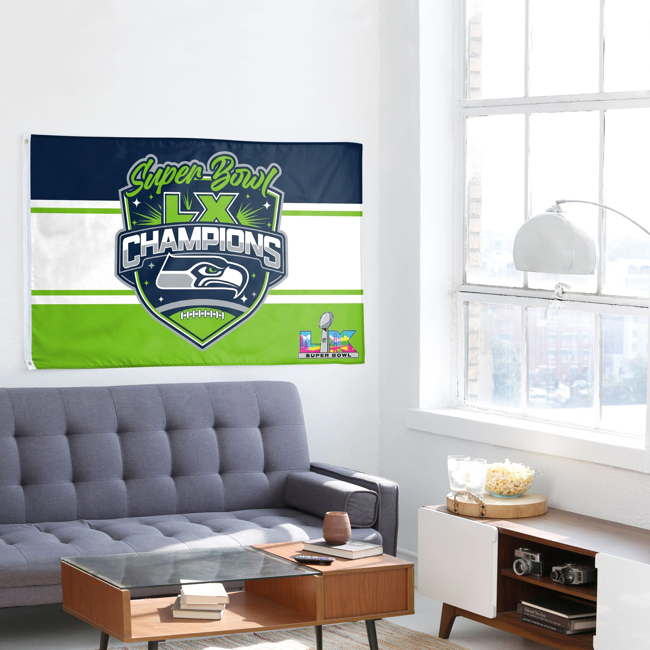Seattle Seahawks Super Bowl LX Champions Horizontal Flag - Image 4