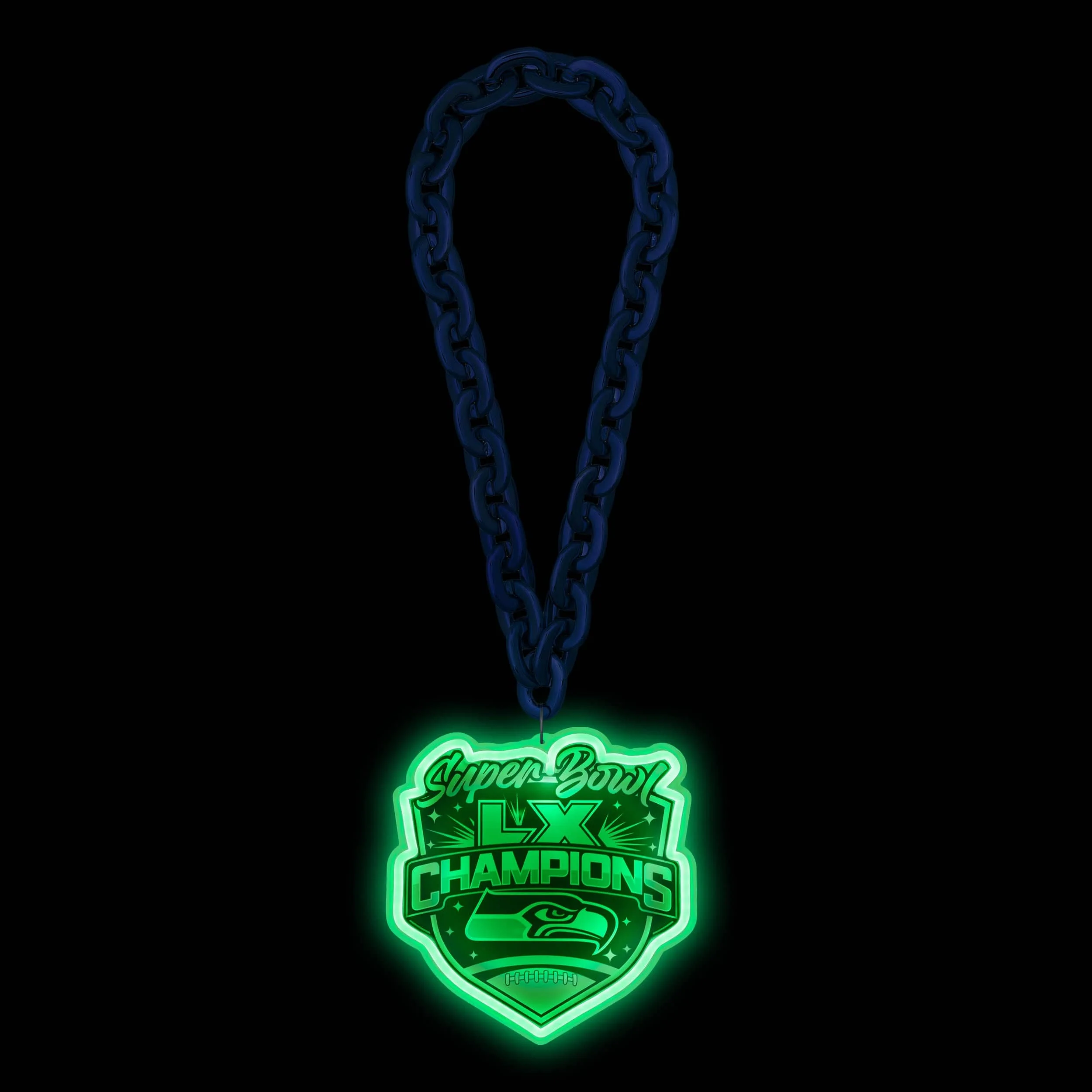 Seattle Seahawks Super Bowl LX Champions Neon Light Up Big Logo Chain - Image 2