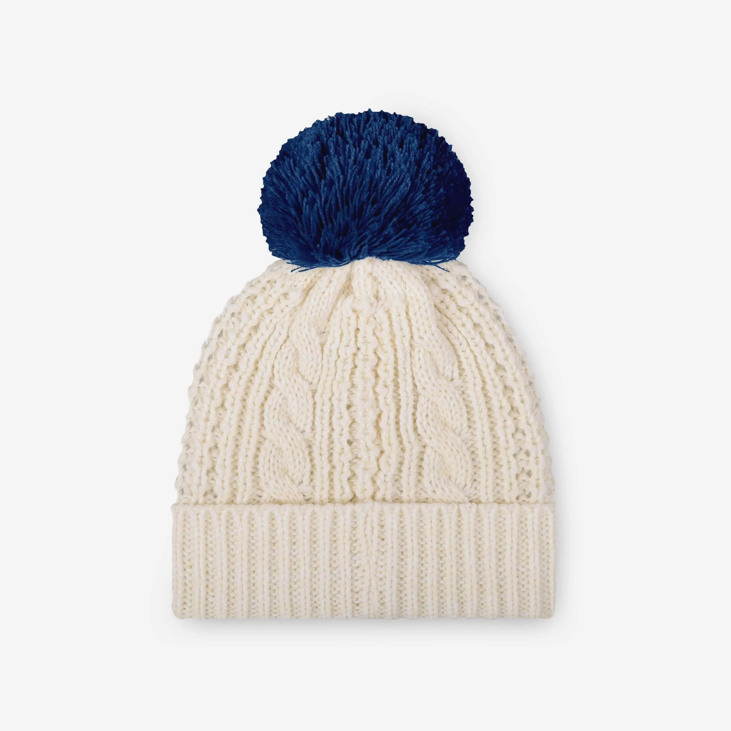 Seattle Seahawks Super Bowl LX Champions Primary Logo White Cable Knit Pom Beanie - Image 2