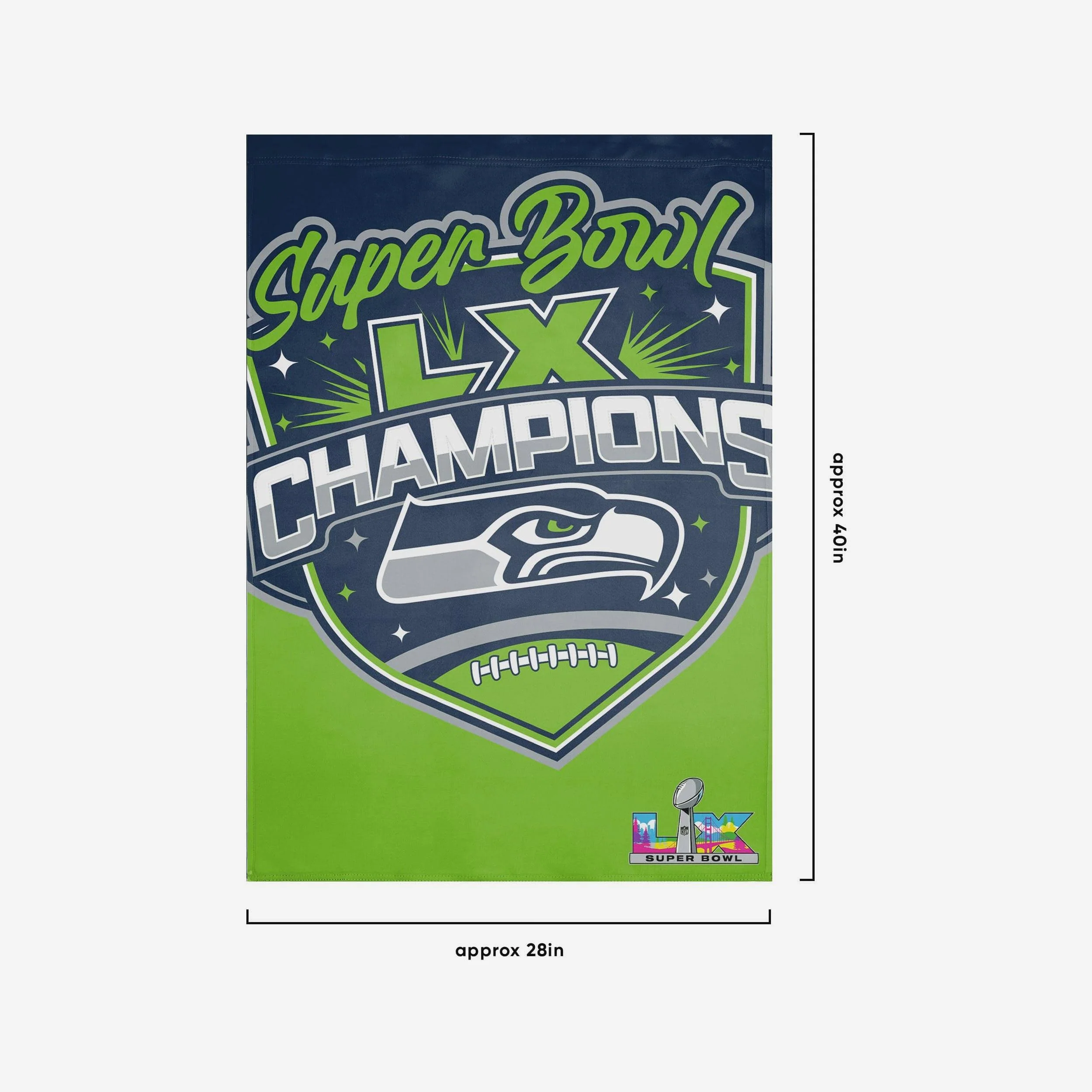 Seattle Seahawks Super Bowl LX Champions Vertical Flag - Image 2