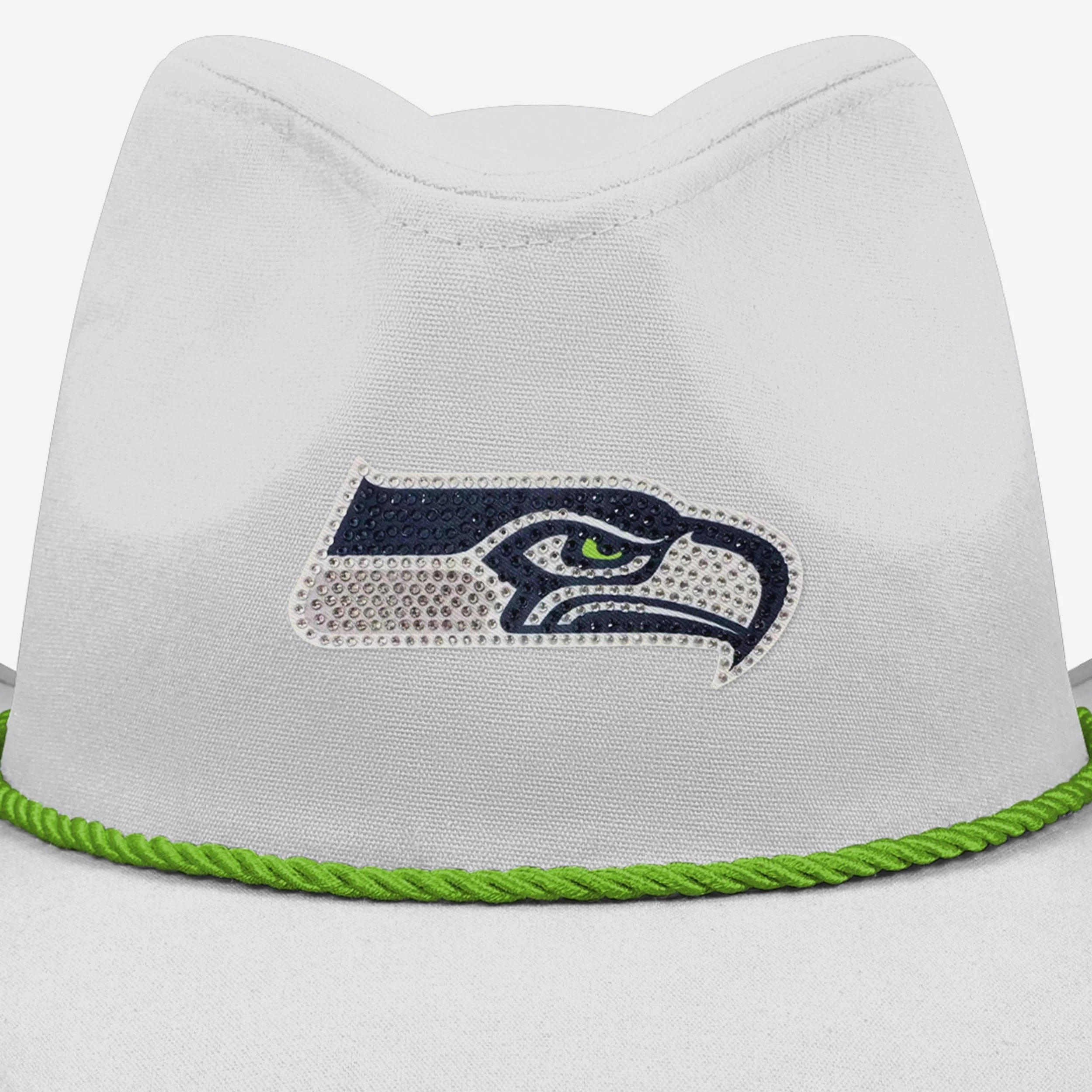 Seattle Seahawks White Rhinestone Logo Cowboy Hat - Image 2