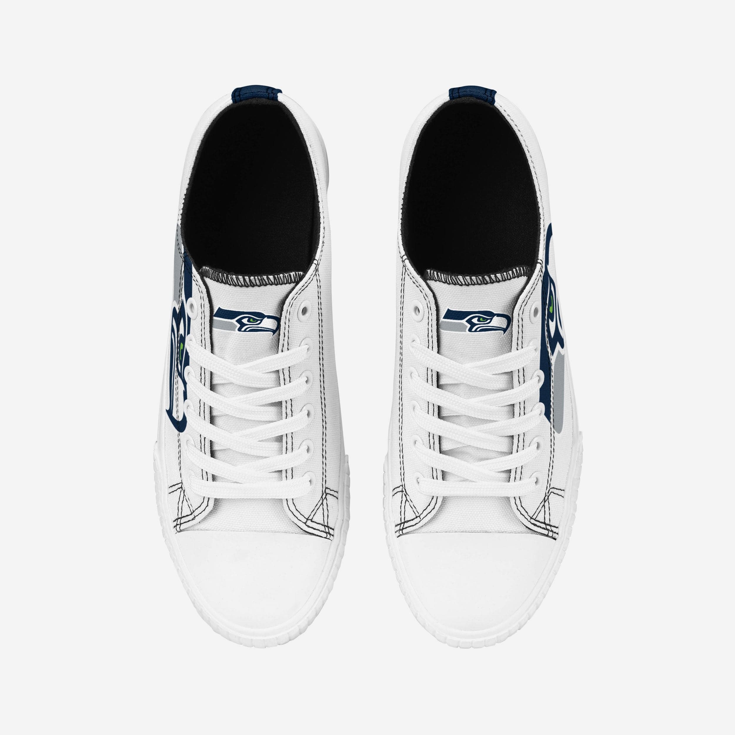 Seattle Seahawks Womens Big Logo Low Top White Canvas Shoes - Image 4