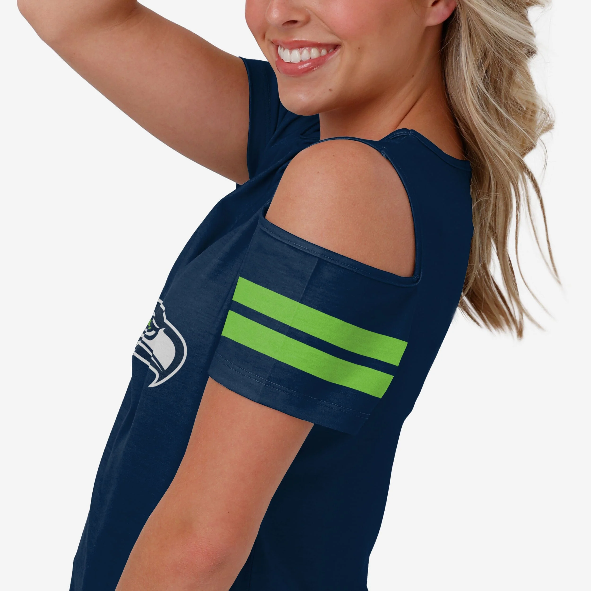 Seattle Seahawks Womens Cold Shoulder T-Shirt - Image 3