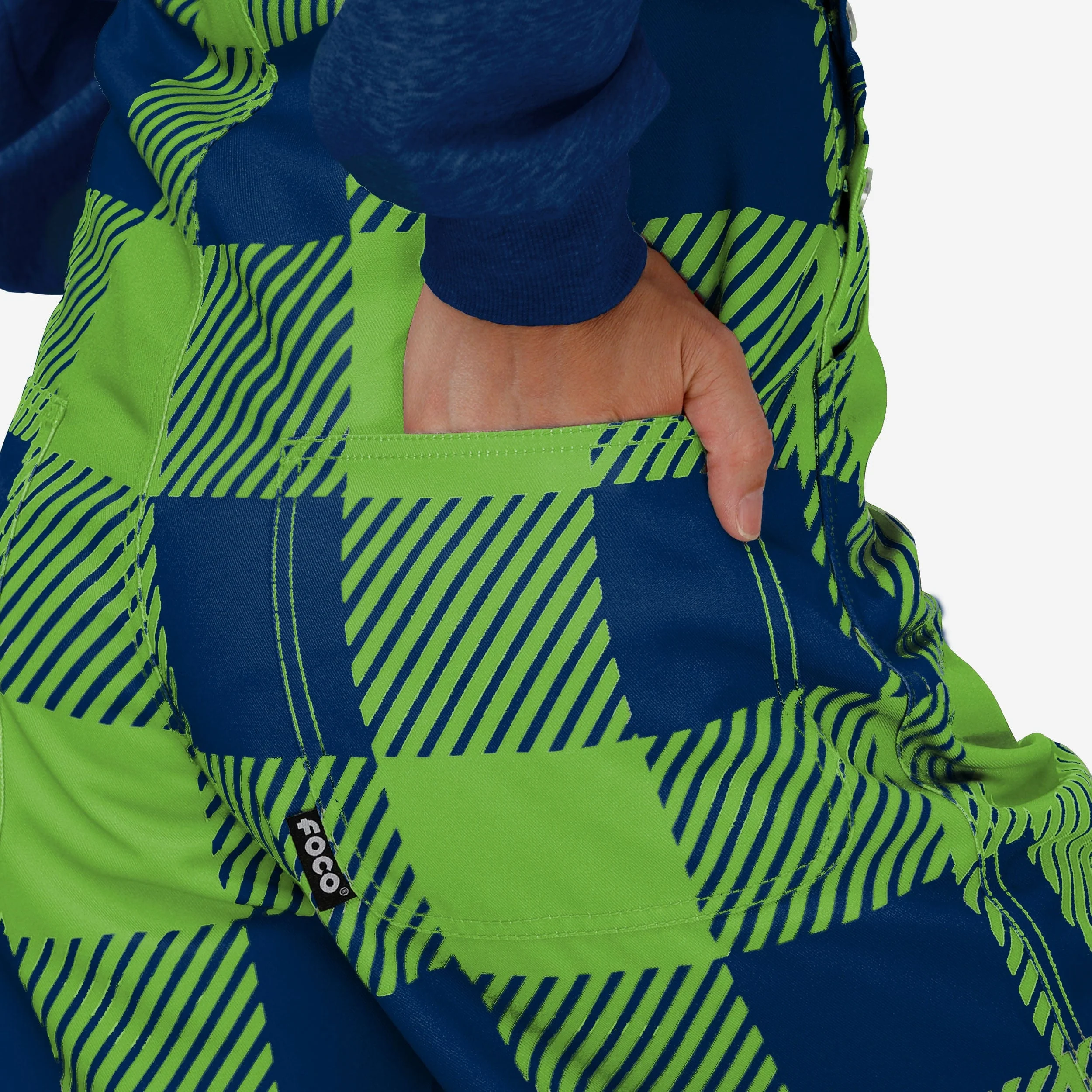 Seattle Seahawks Womens Plaid Bib Overalls - Image 6