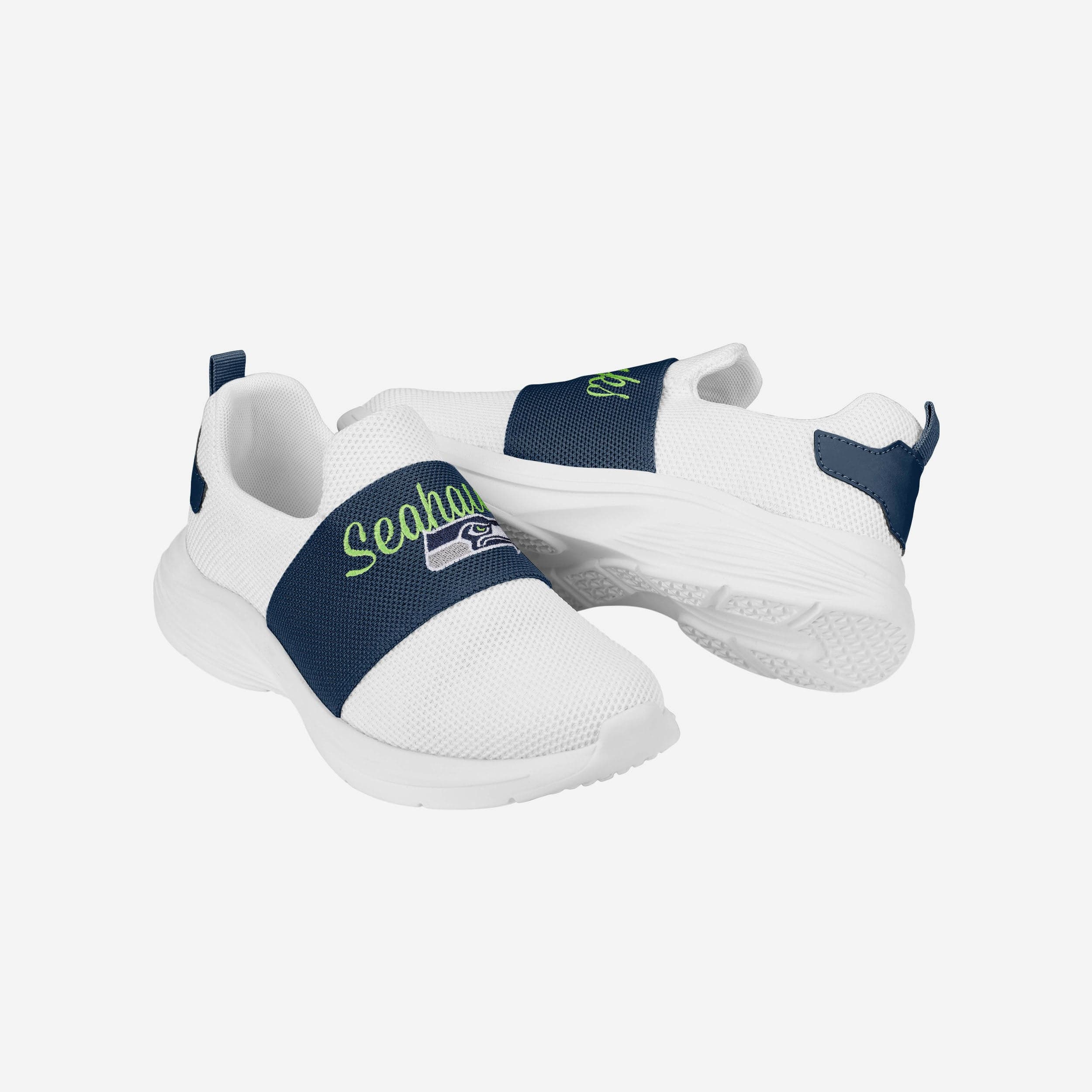 Seattle Seahawks Womens Script Wordmark White Slip On Sneakers - Image 5