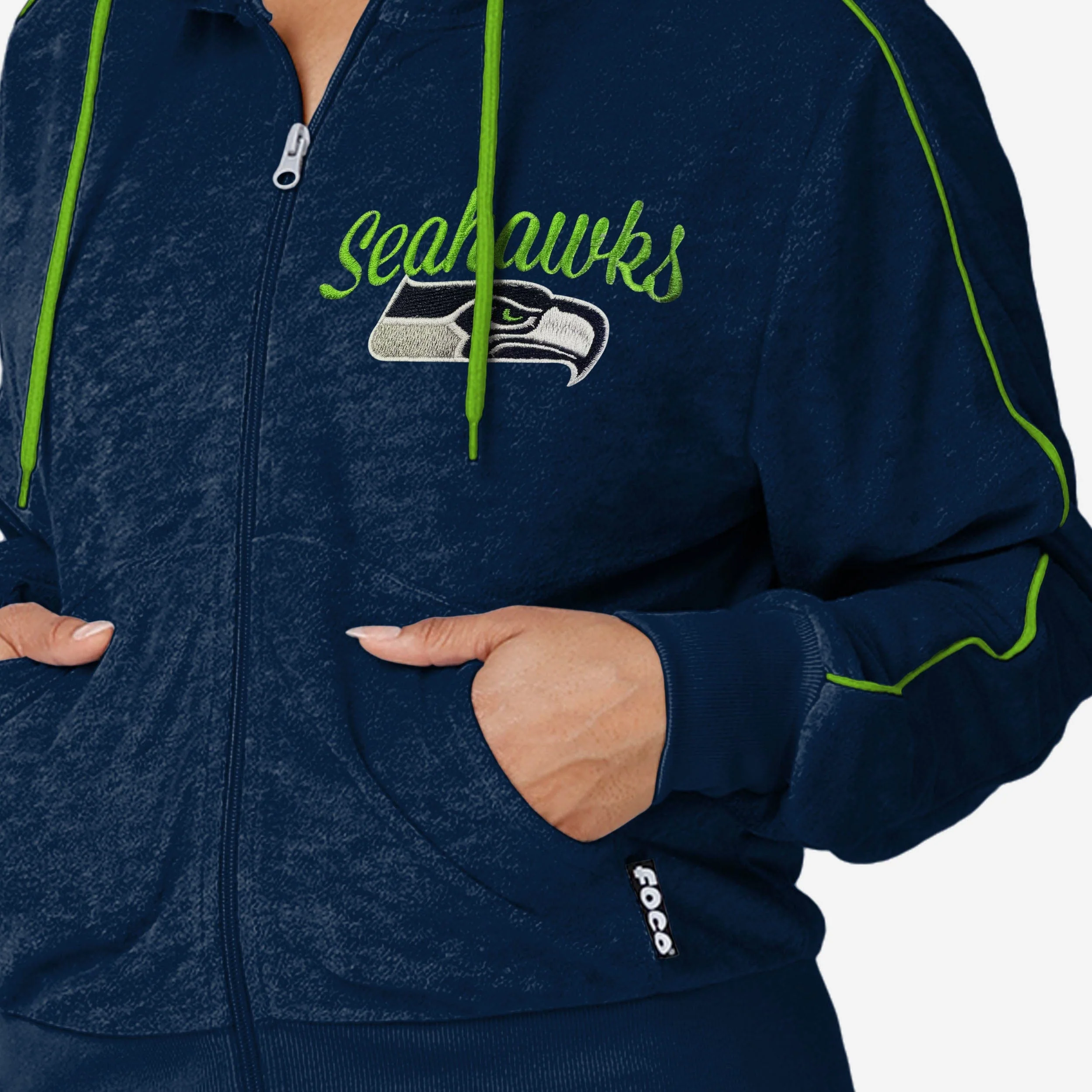 Seattle Seahawks Womens Terry Knit Zip Up Top - Image 4