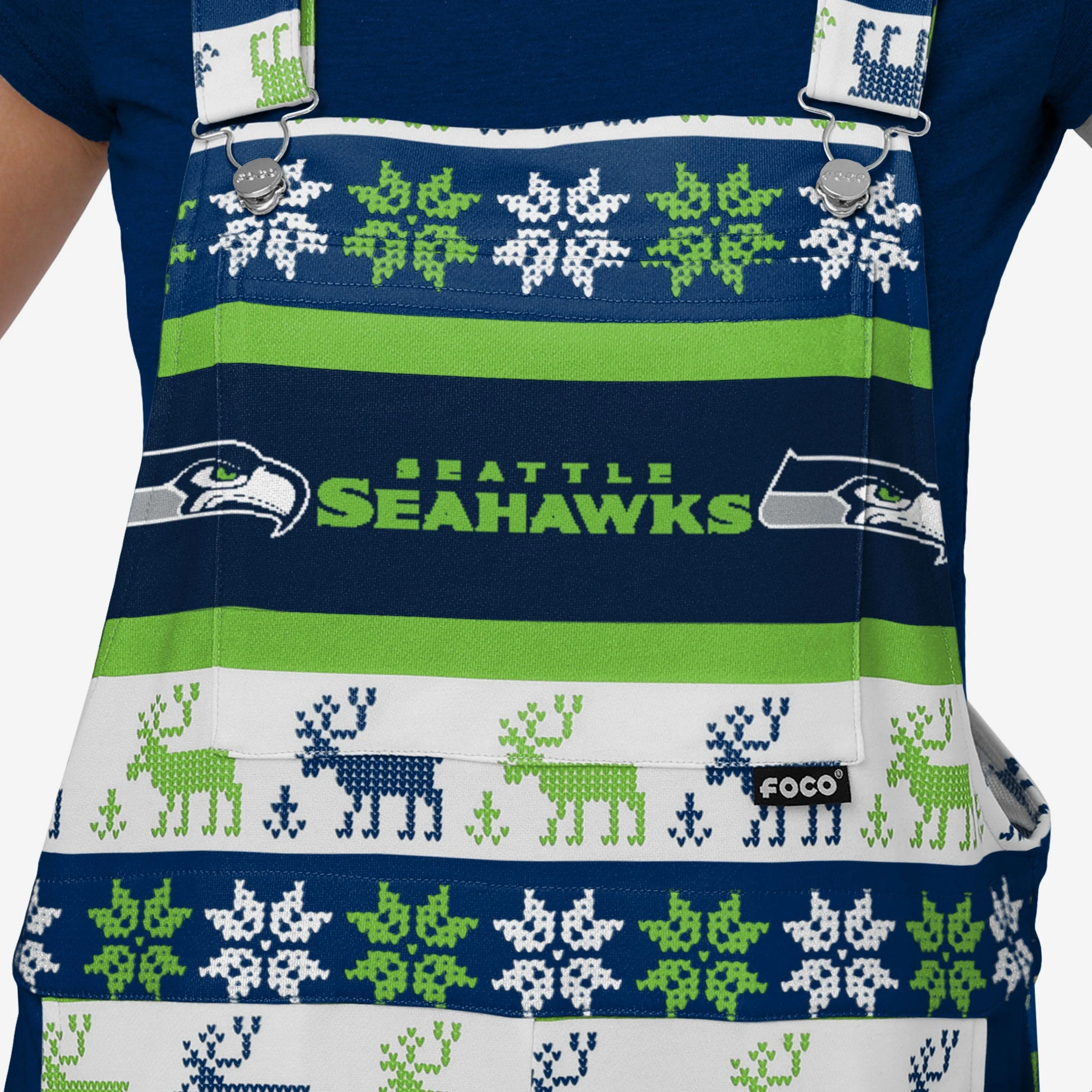 Seattle Seahawks Womens Ugly Home Gating Bib Overalls - Image 4