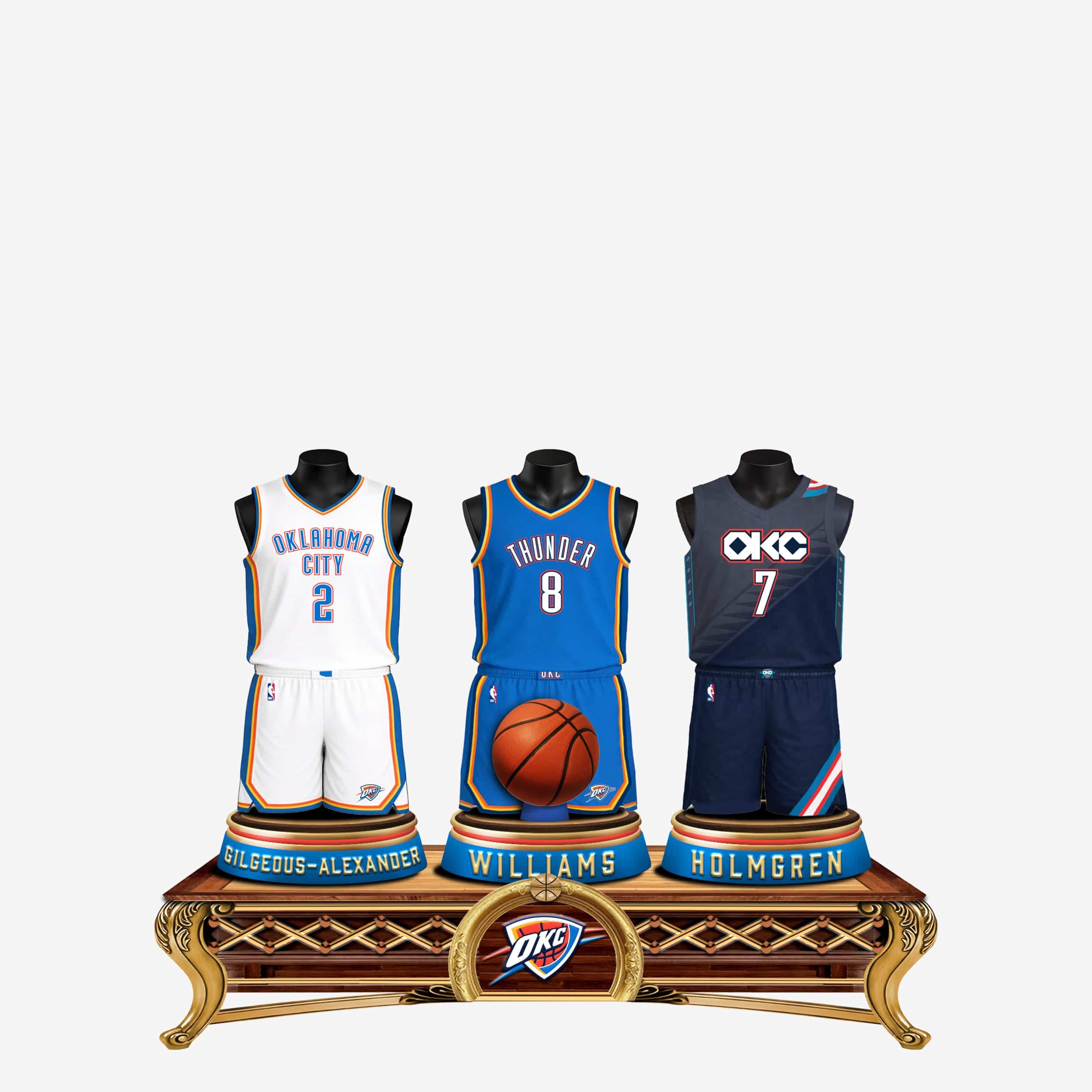 Shai Gilgeous-Alexander & Jalen Williams & Chet Holmgren Oklahoma City Thunder Triple Jersey Bust