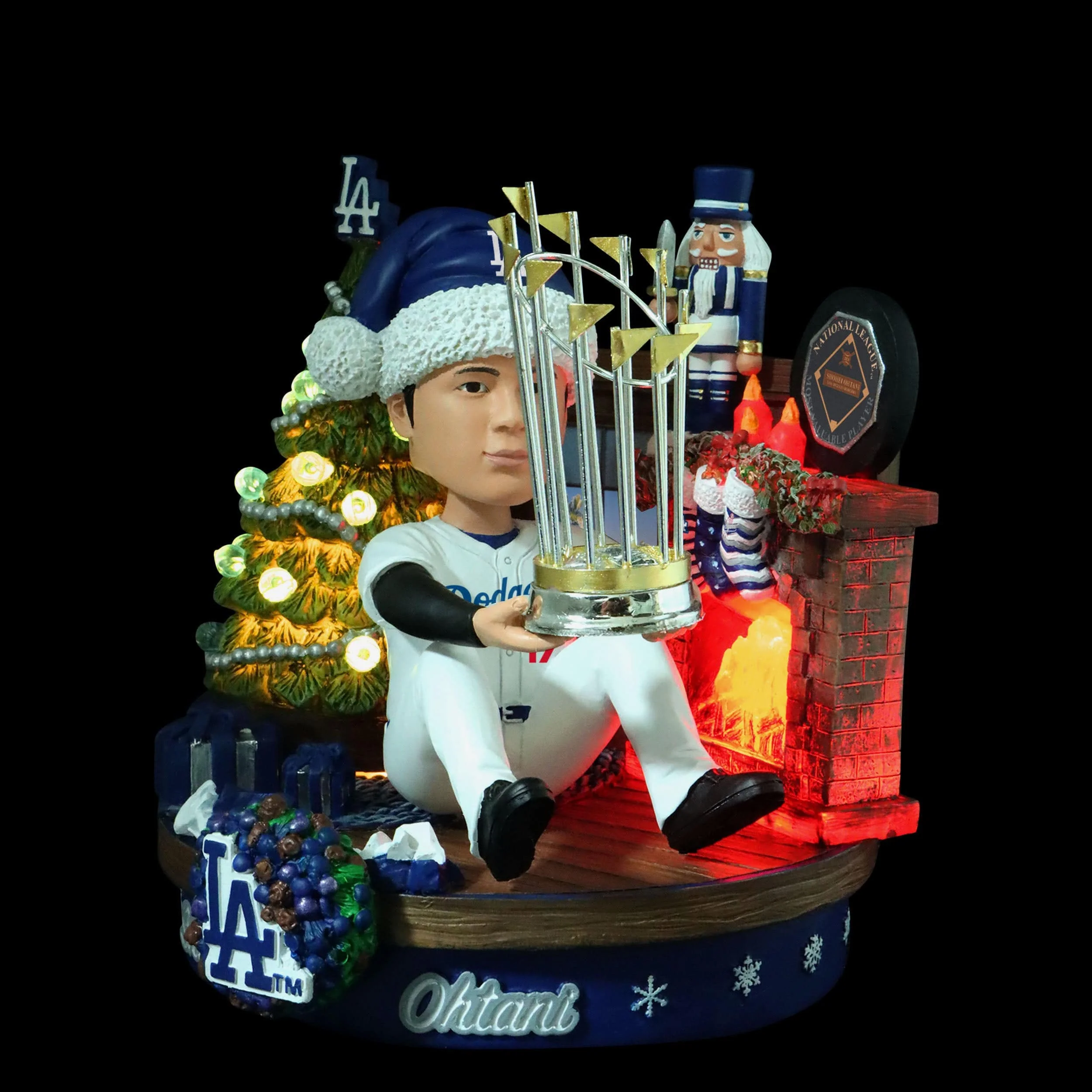 Shohei Ohtani Los Angeles Dodgers 2024 World Series Champion & NL MVP Light Up Holiday Bobblehead Scene - Image 3