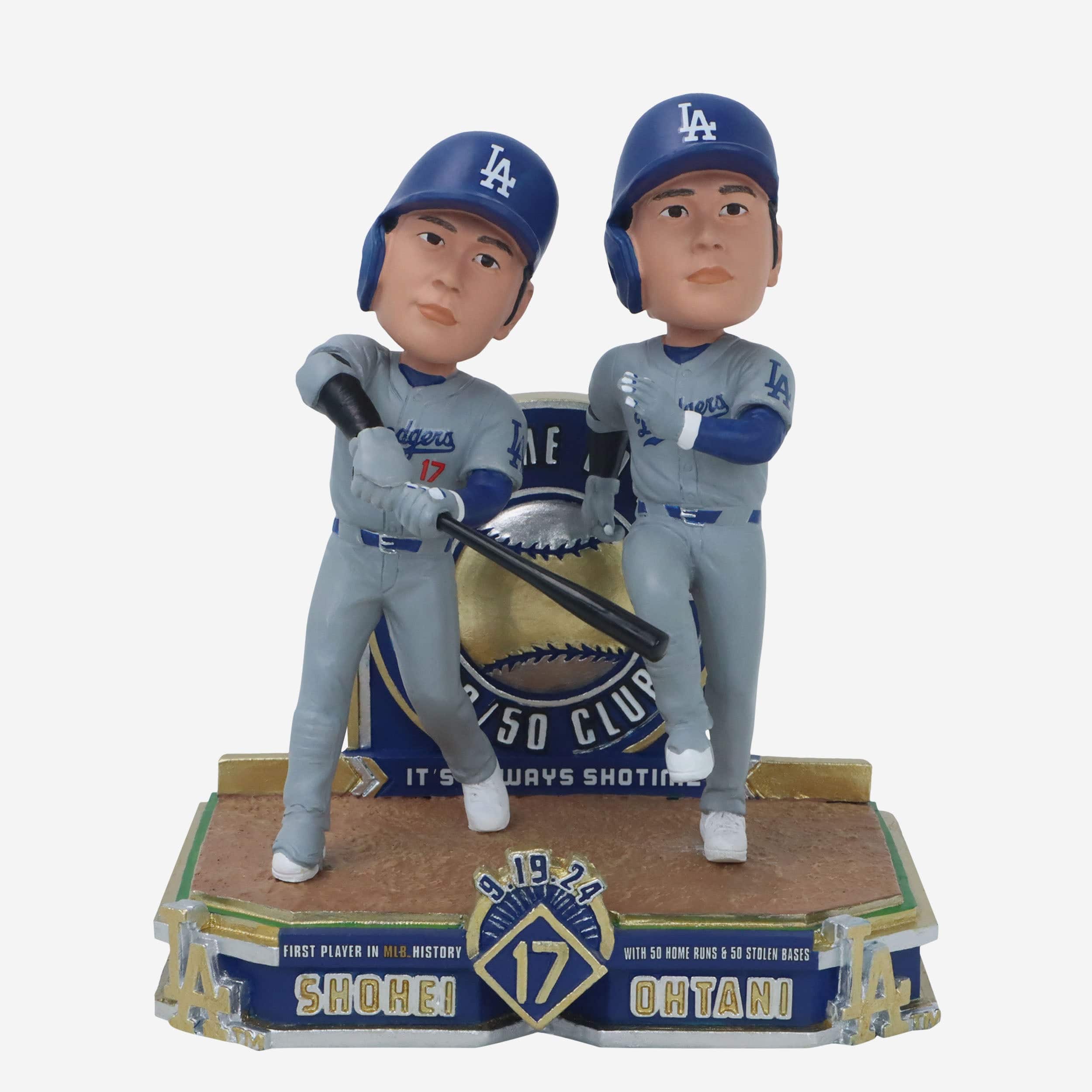 Shohei Ohtani Los Angeles Dodgers 50 Home Runs & 50 Stolen Bases Mini Bobblehead Scene