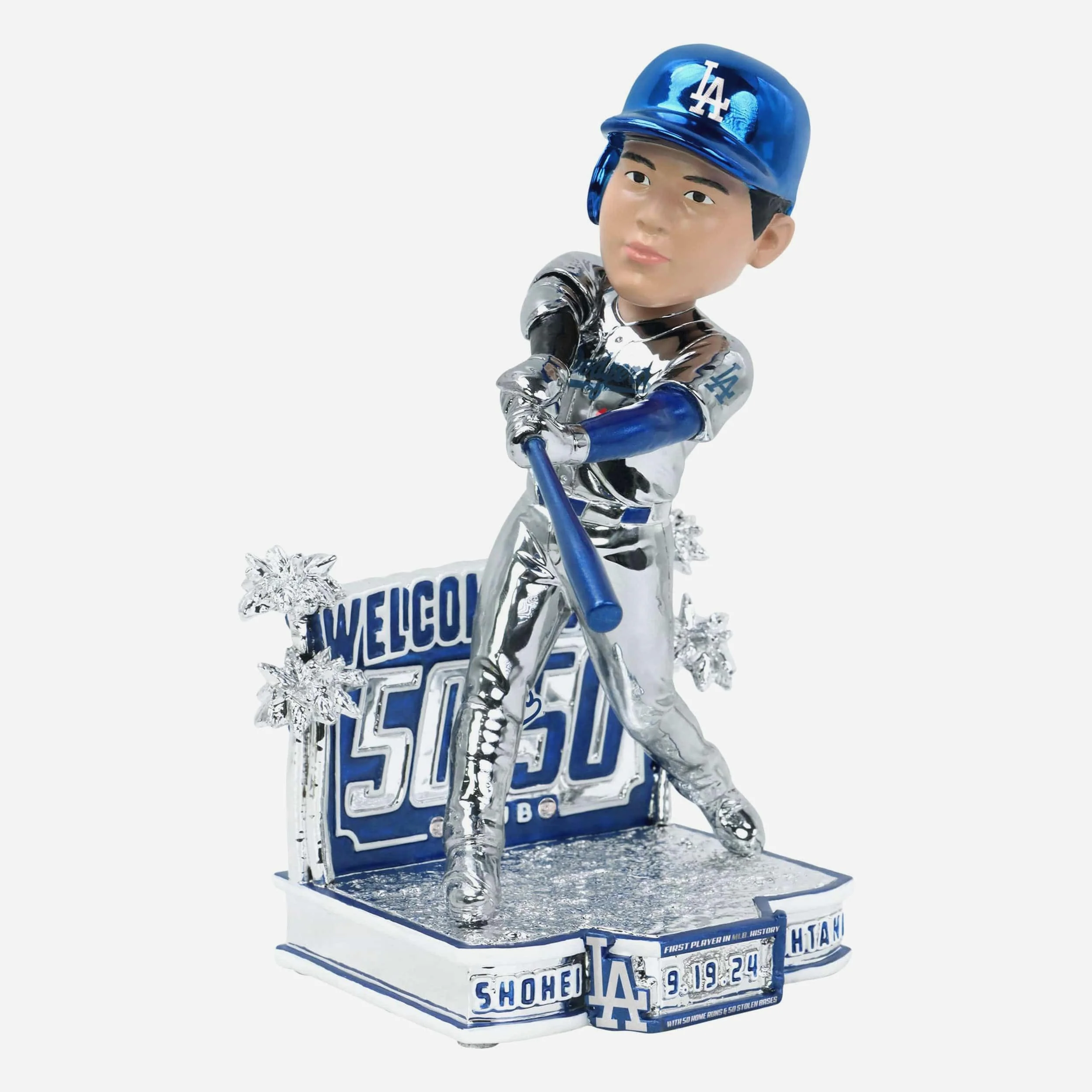 Shohei Ohtani Los Angeles Dodgers Welcome To The 50/50 Club One Year Anniversary Electroplated Bobblehead - Image 4