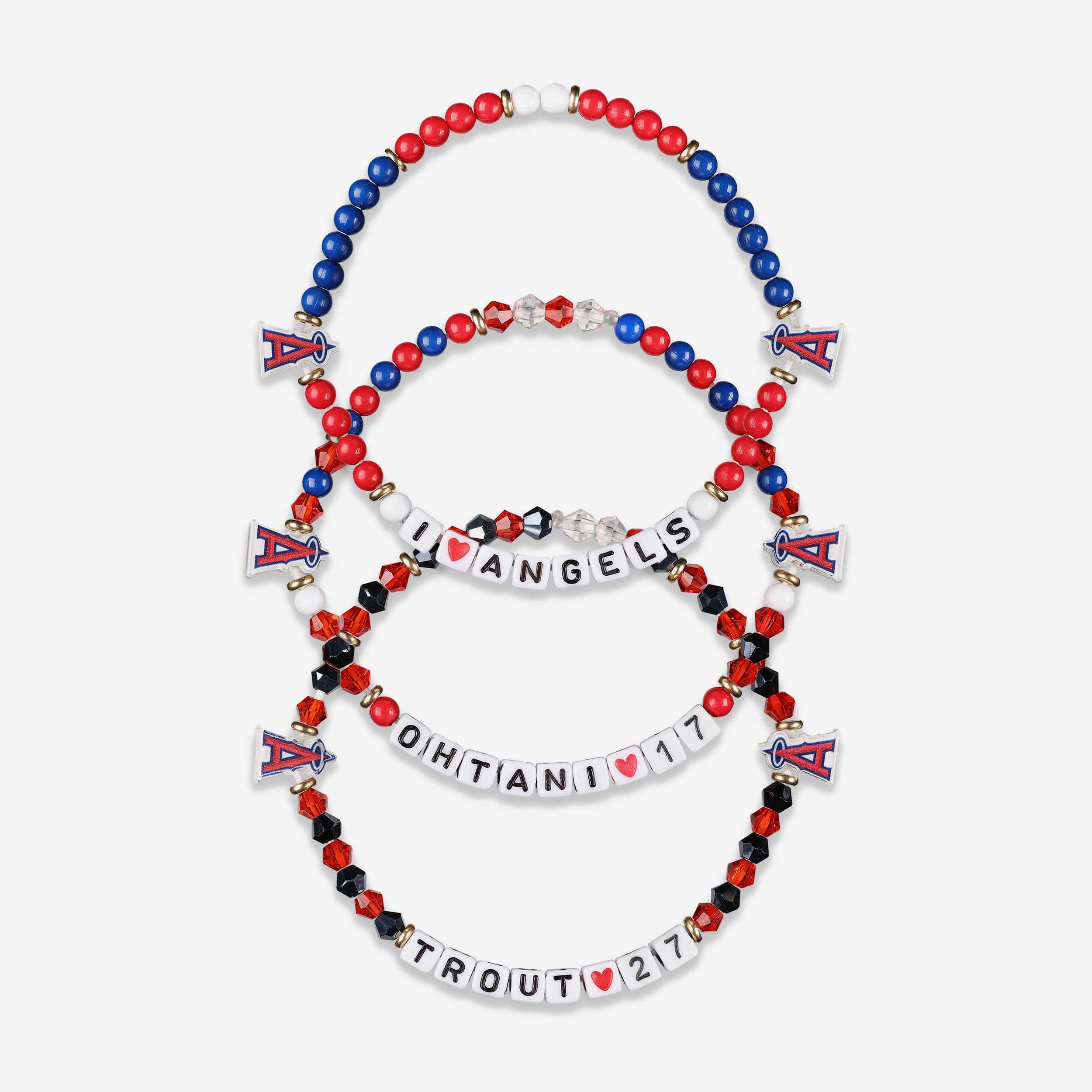 Shohei Ohtani & Mike Trout Los Angeles Angels 3 Pack Player Friendship Bracelet