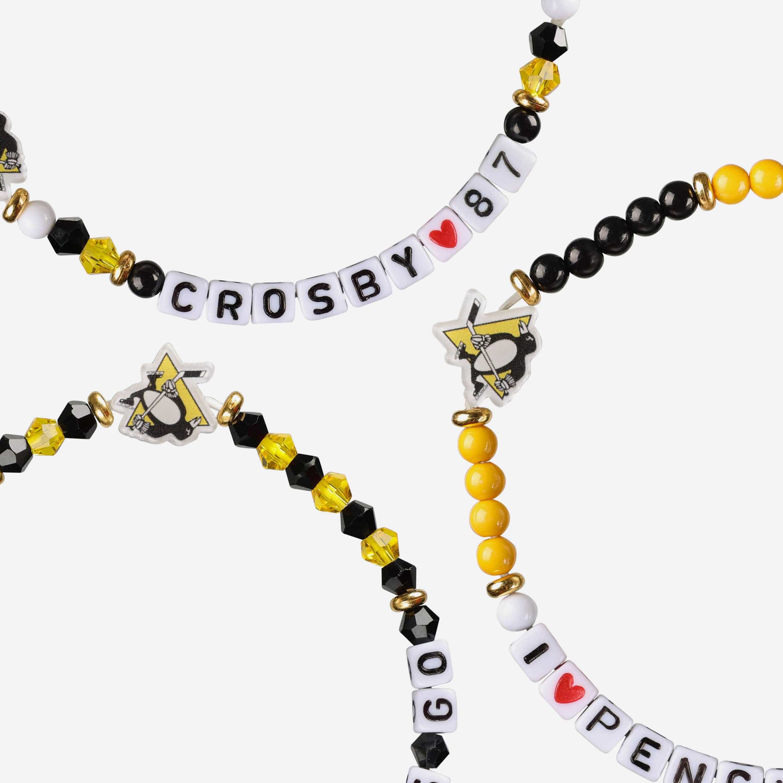 Sidney Crosby Pittsburgh Penguins 3 Pack Player Friendship Bracelet - Image 2