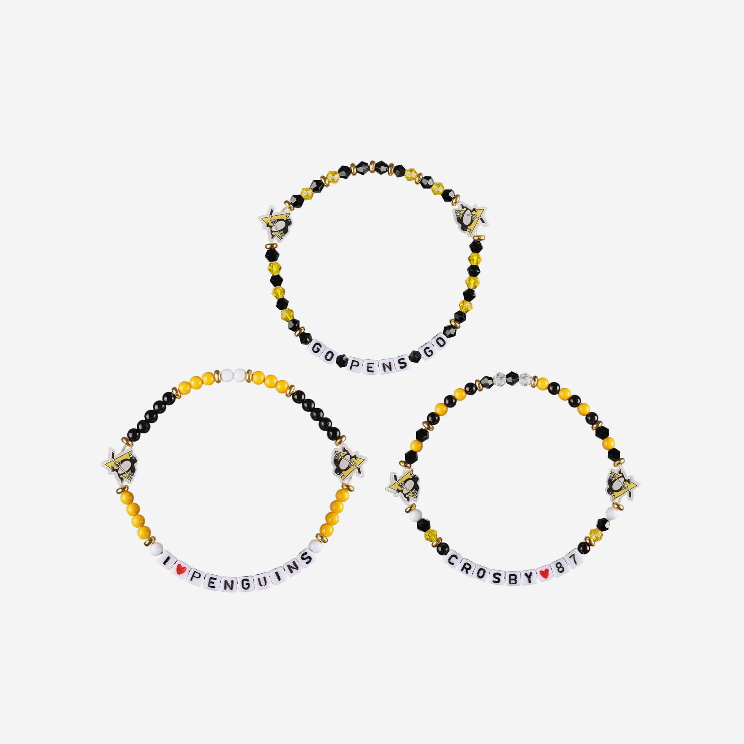 Sidney Crosby Pittsburgh Penguins 3 Pack Player Friendship Bracelet - Image 3