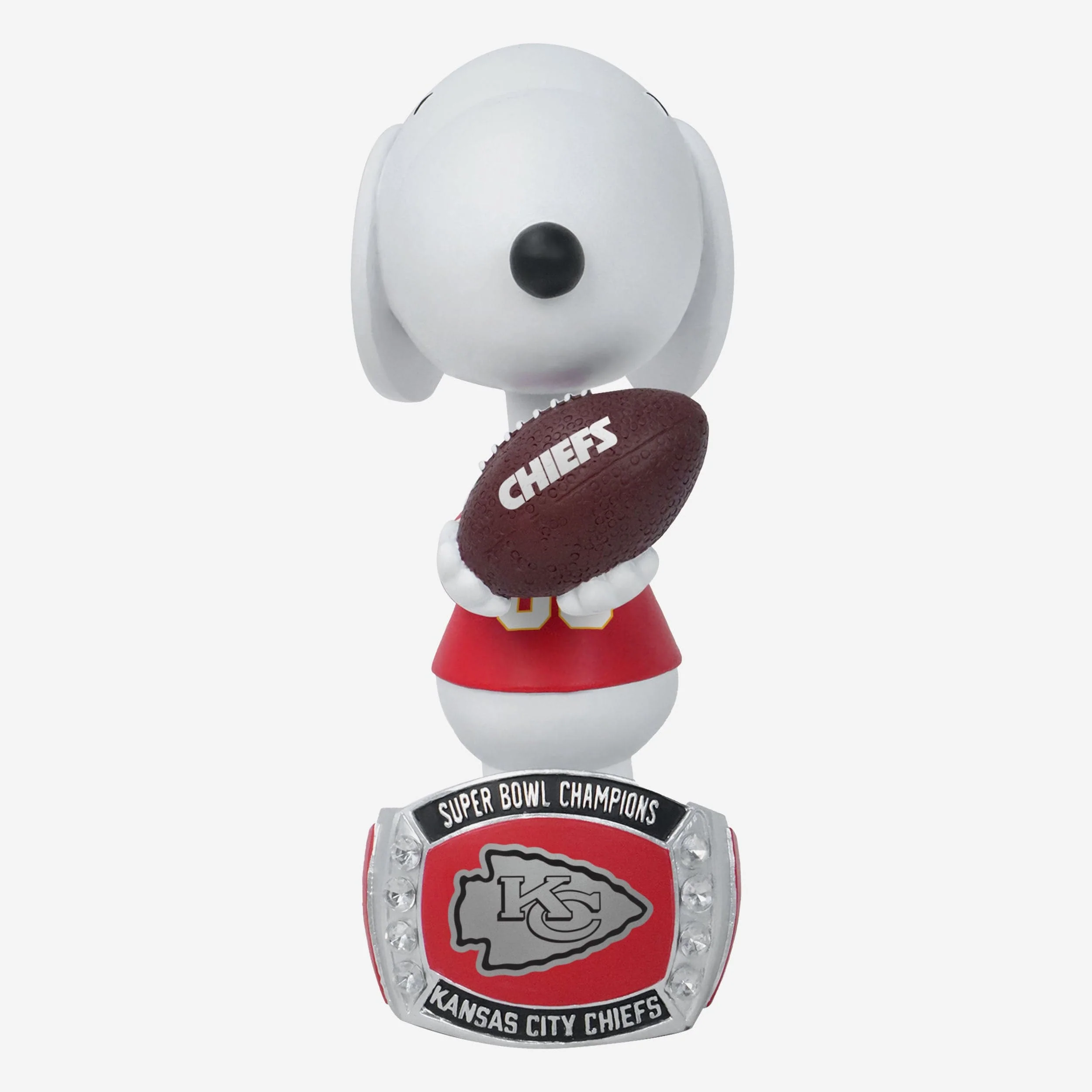 Snoopy Peanuts Kansas City Chiefs Super Bowl LVIII Champions Ring Base Bobblehead