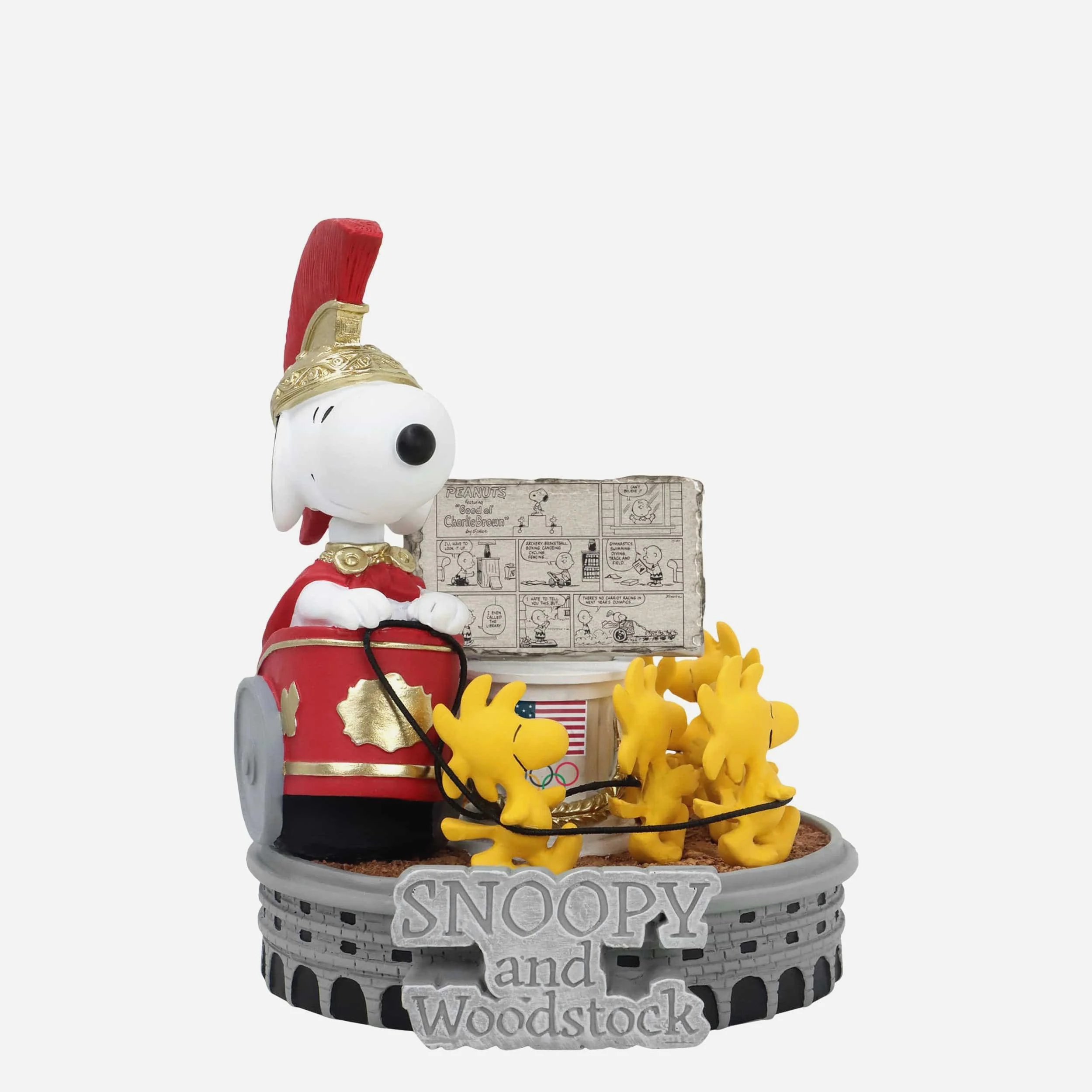Snoopy & Woodstock Peanuts Chariot Racing Comic Strip Bobblehead