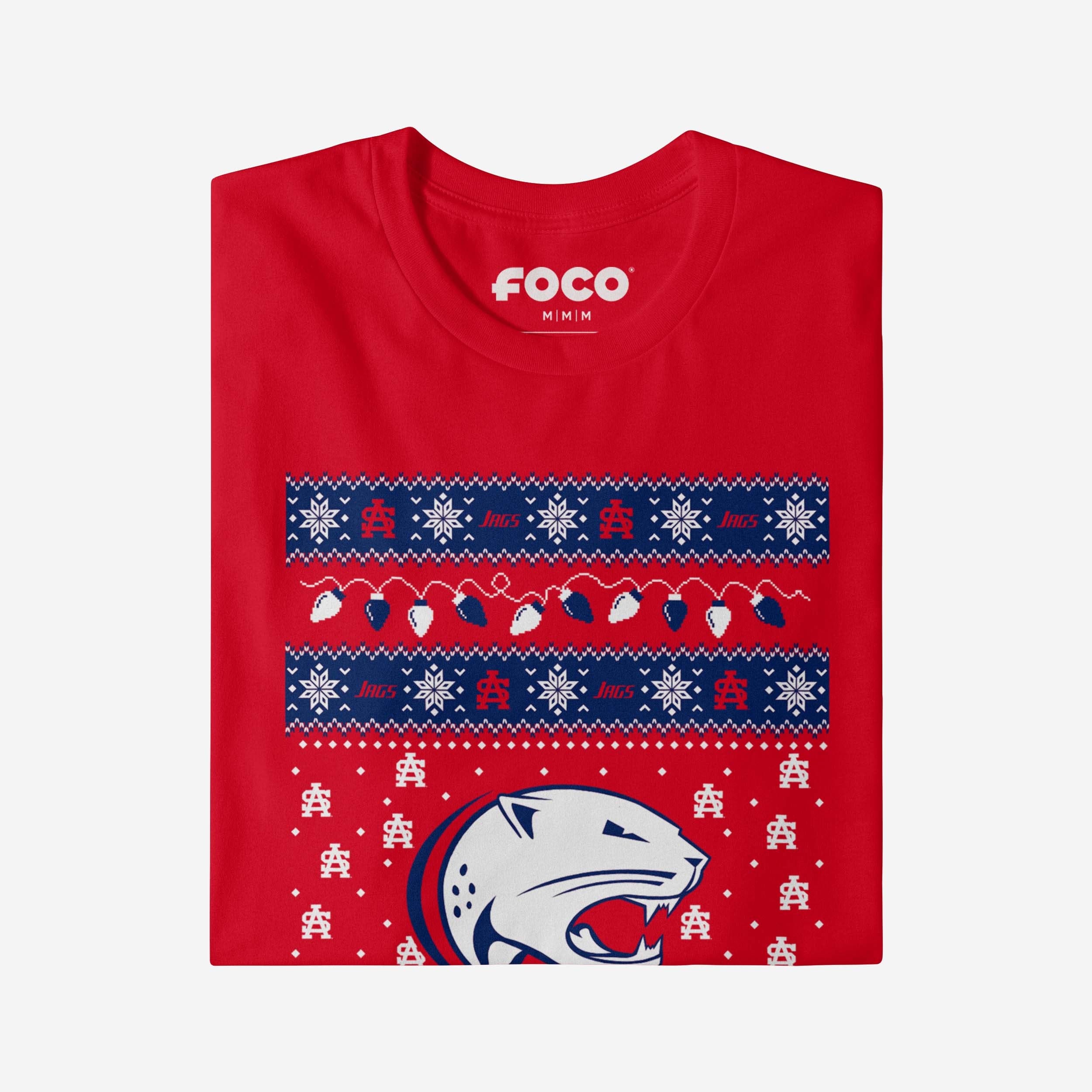 South Alabama Jaguars Holiday Lights Sweater Long Sleeve T-Shirt - Image 4