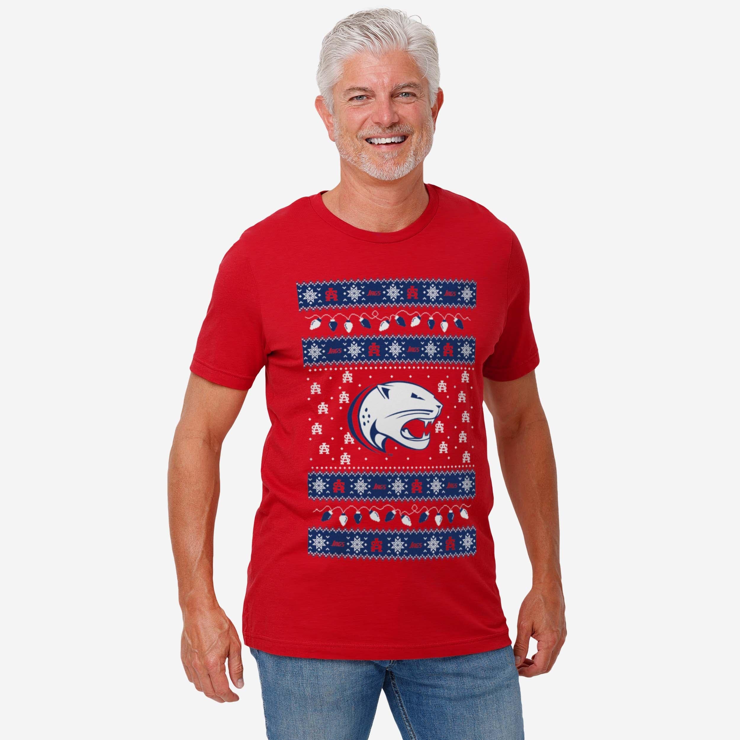 South Alabama Jaguars Holiday Lights Sweater T-Shirt - Image 2