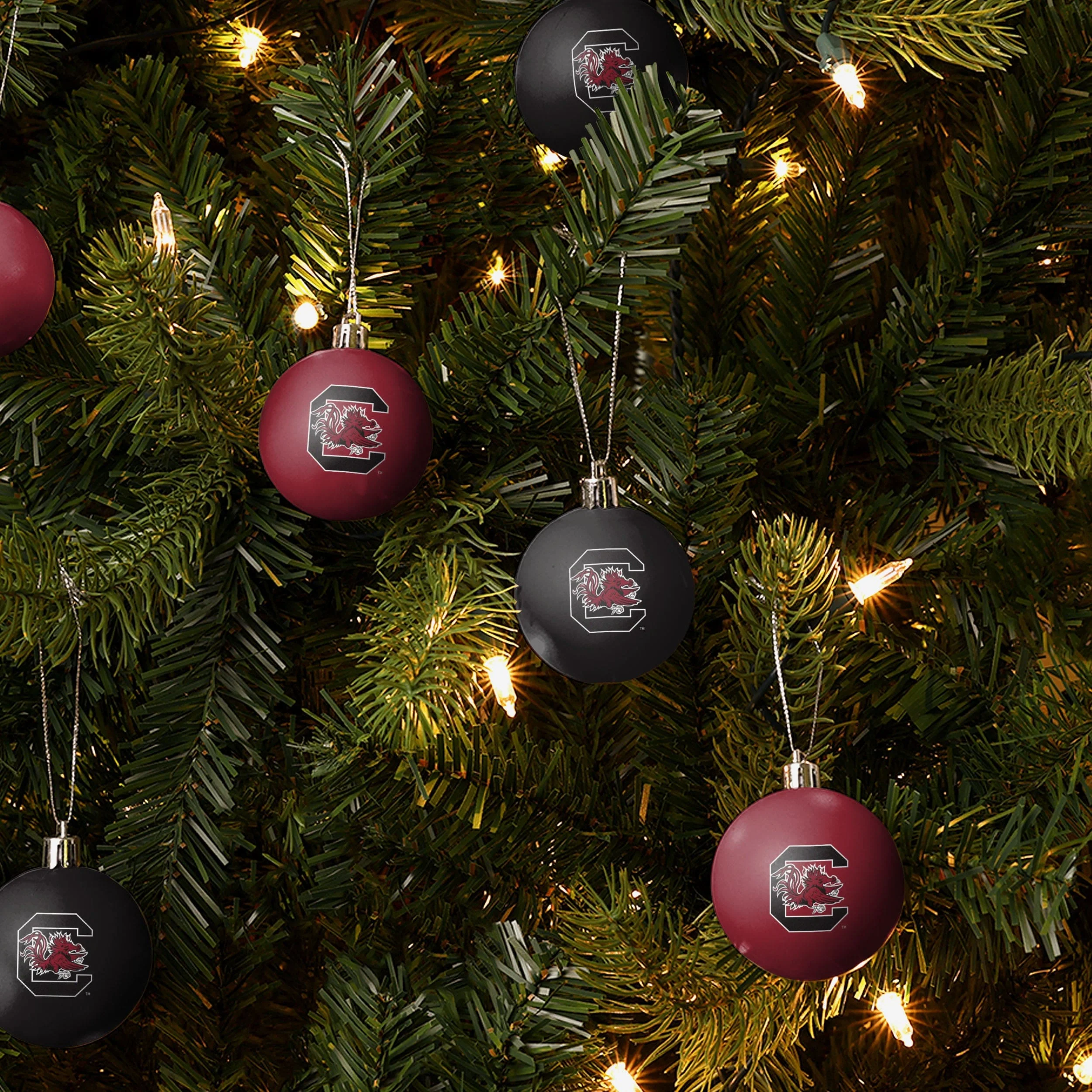 South Carolina Gamecocks 12 Pack Plastic Ball Ornament Set - Image 2