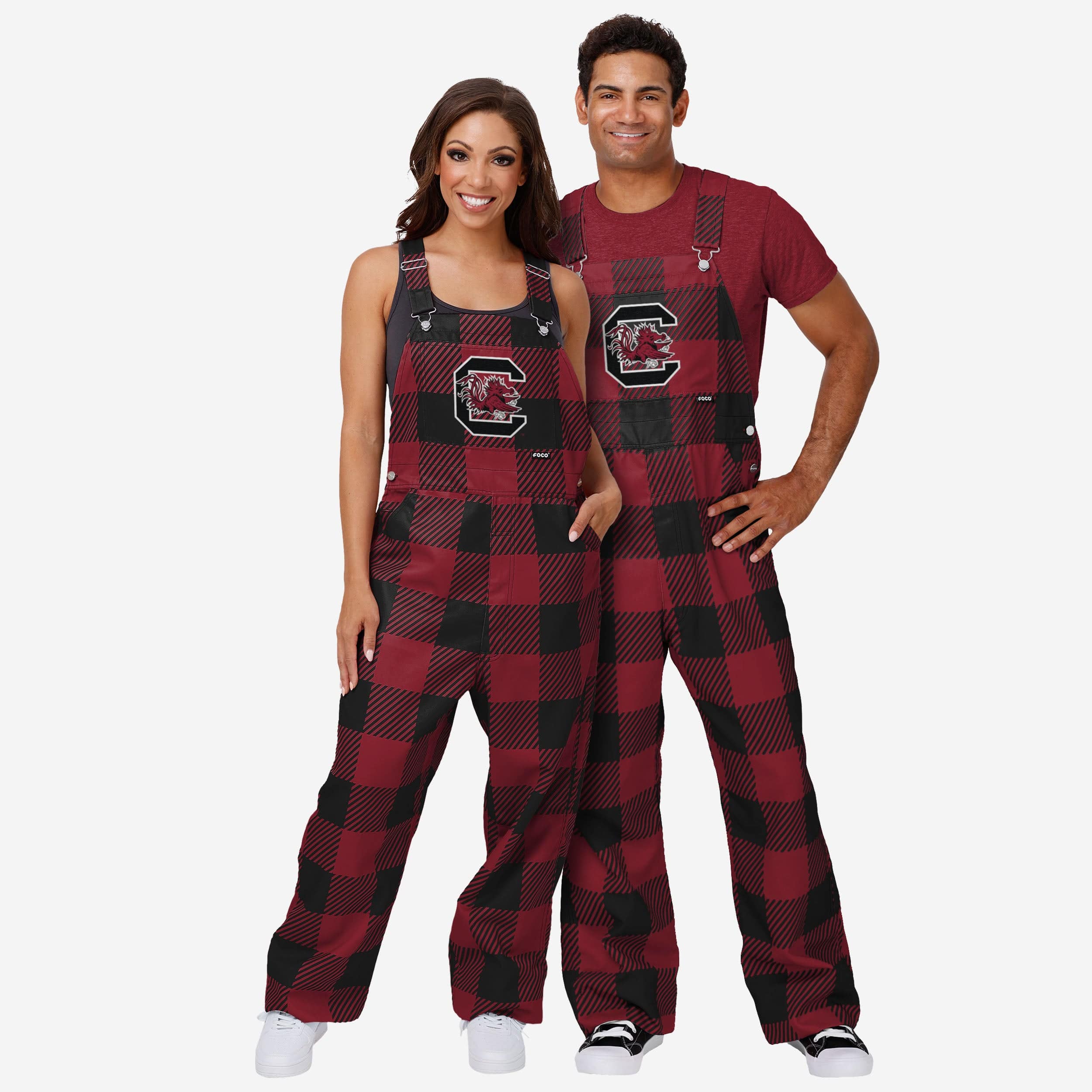 South Carolina Gamecocks Mens Plaid Bib Overalls - Image 3