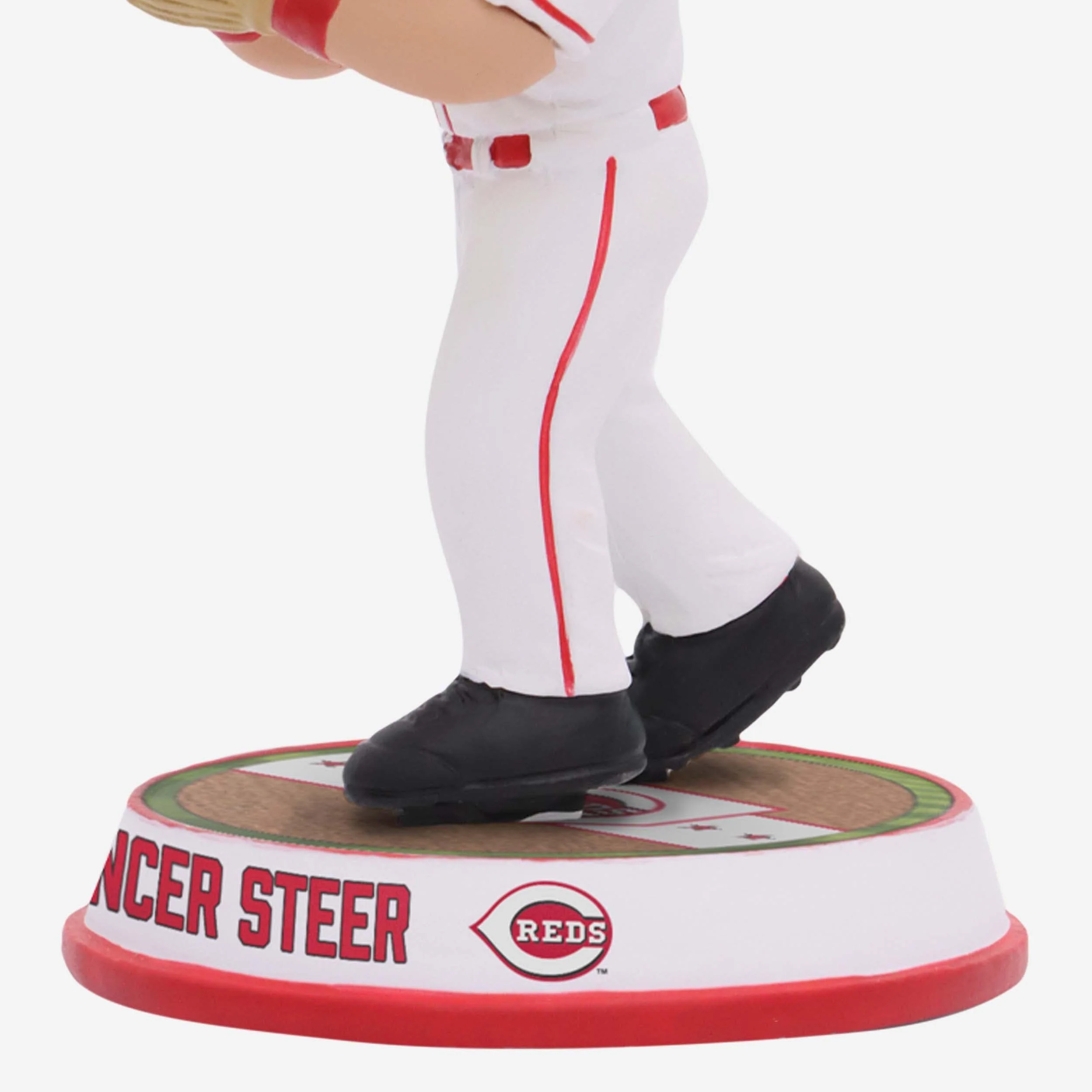 Spencer Steer Cincinnati Reds Fielding Pose Field Stripe Mini Bighead Bobblehead - Image 3