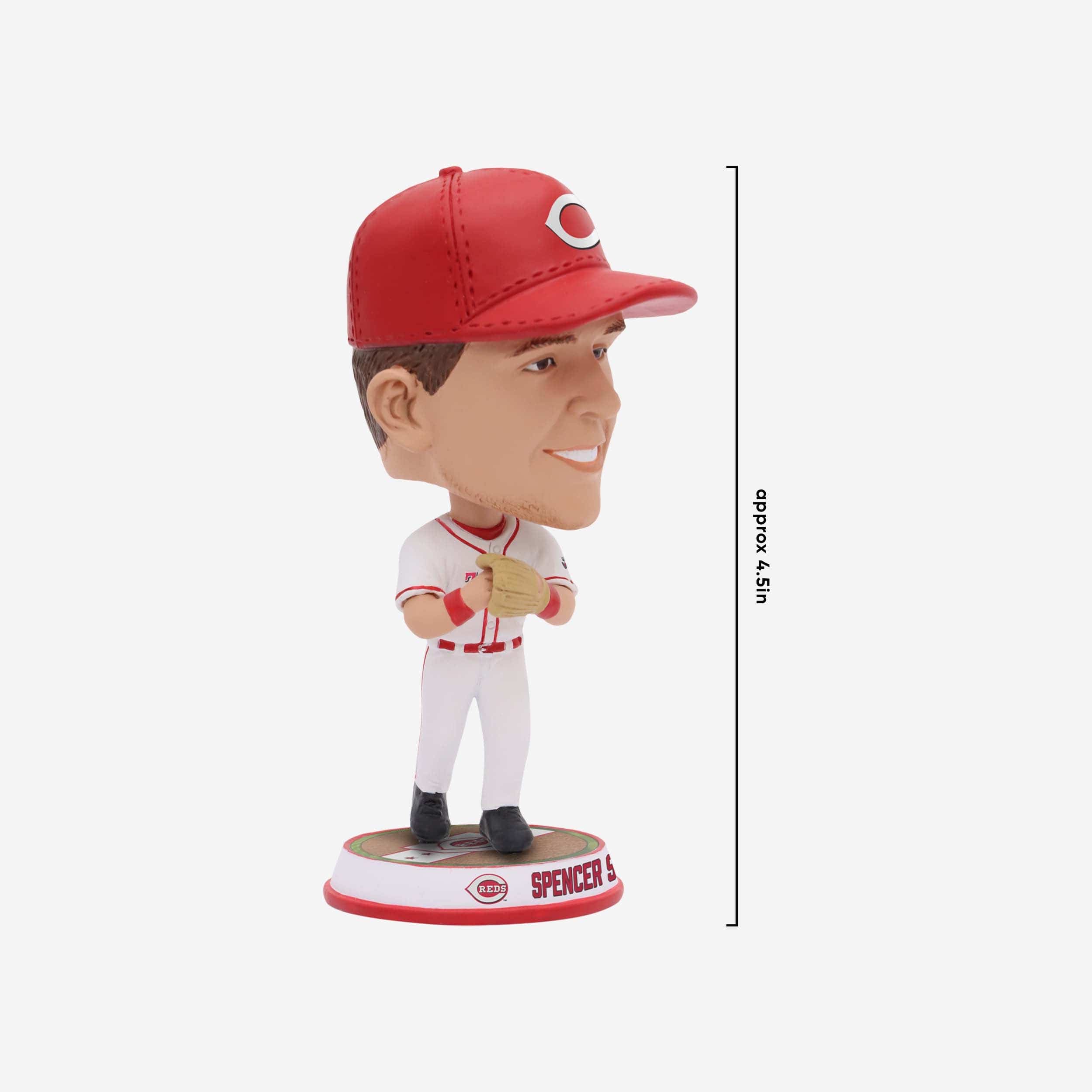 Spencer Steer Cincinnati Reds Fielding Pose Field Stripe Mini Bighead Bobblehead - Image 4
