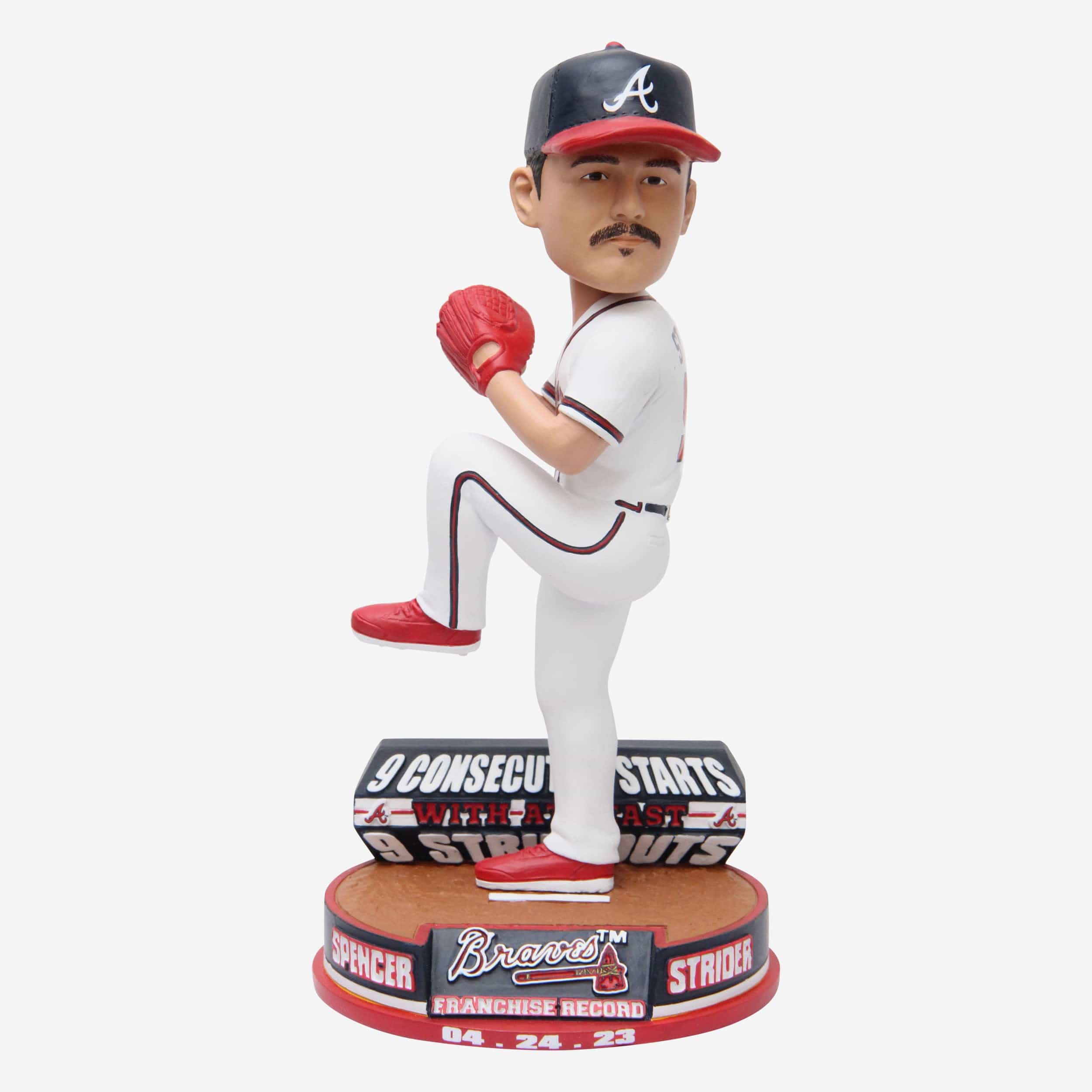 Spencer Strider Atlanta Braves Franchise Consecutive Starts with Nine Strikeouts Record Bobblehead