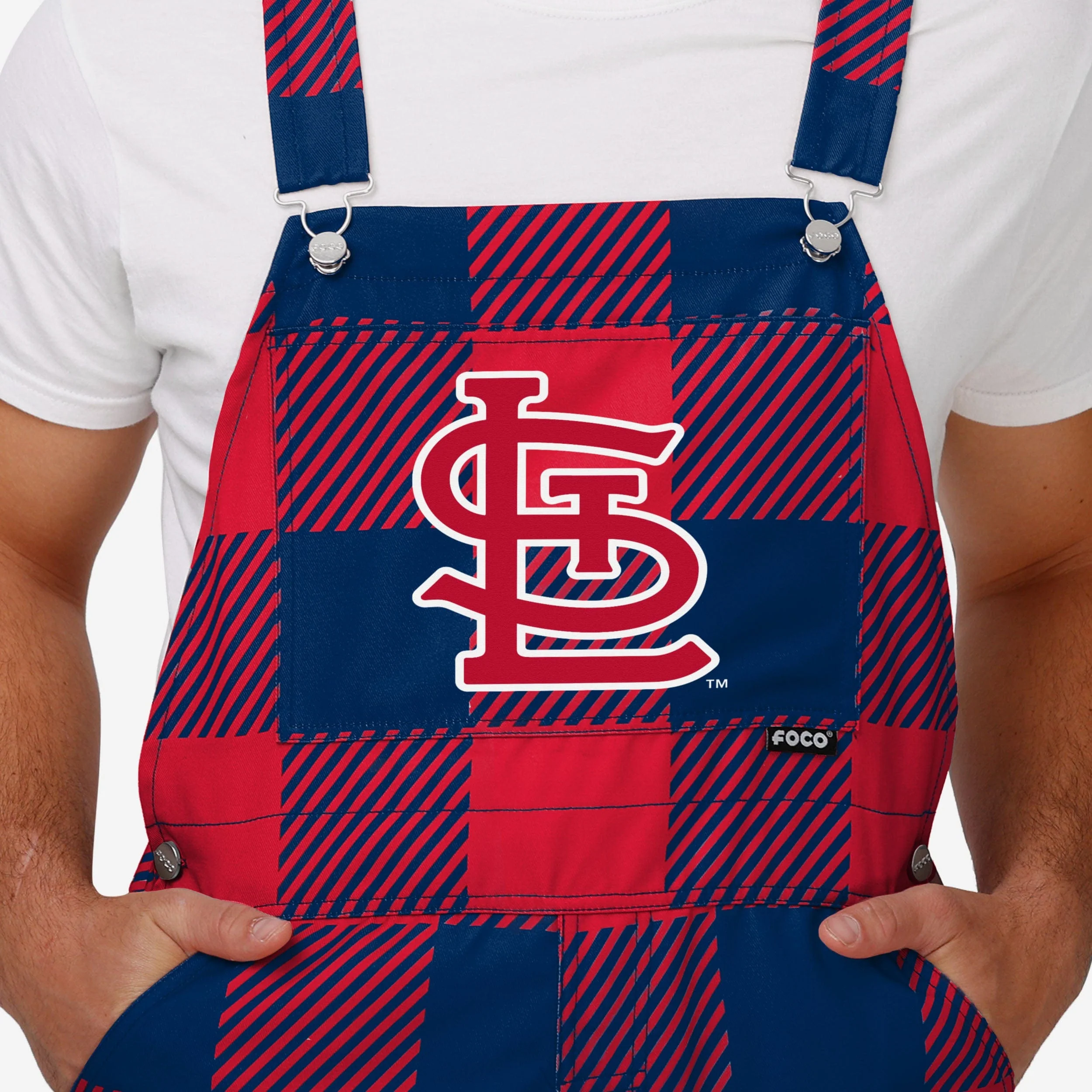 St Louis Cardinals Mens Plaid Bib Overalls - Image 4