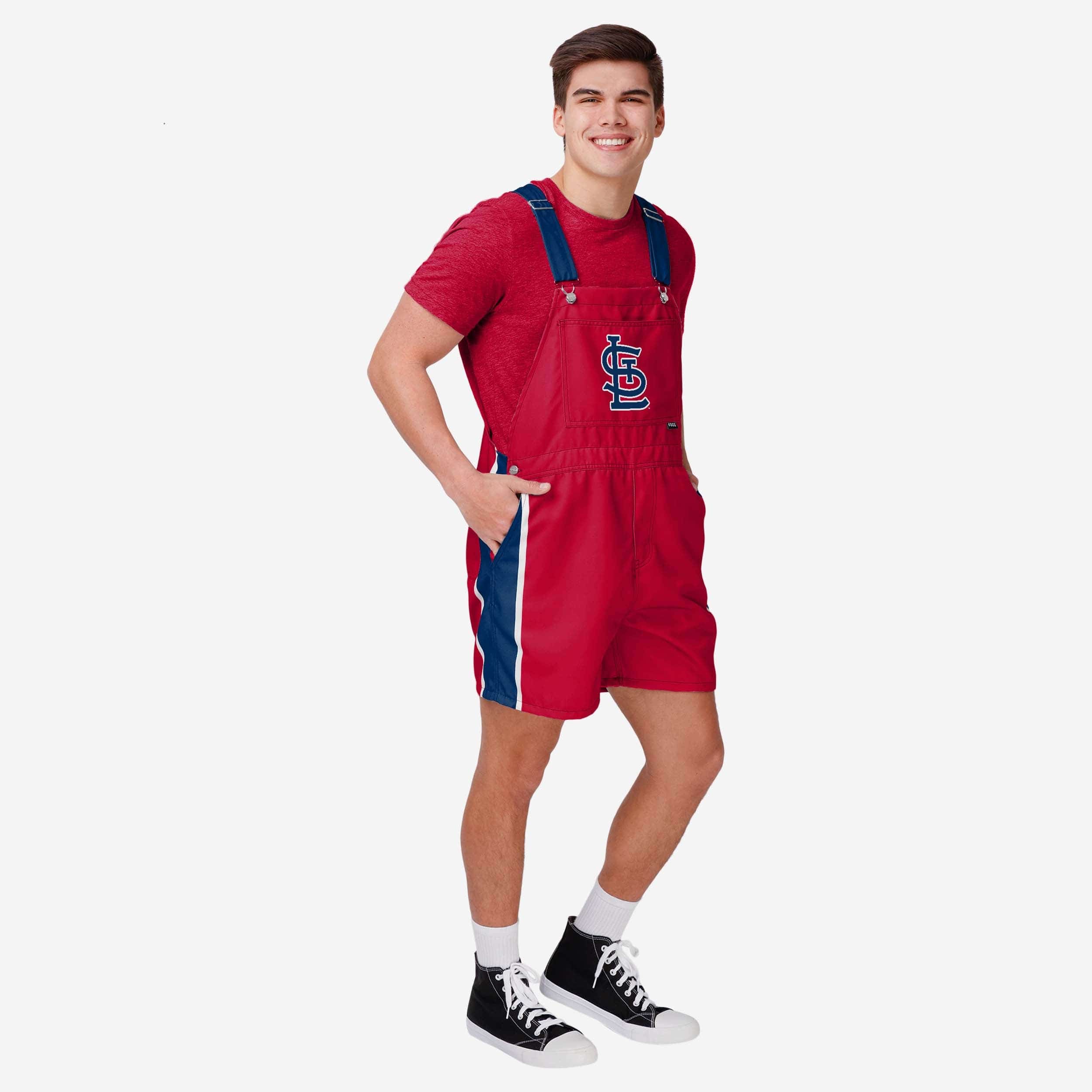 St Louis Cardinals Mens Team Stripe Bib Shortalls