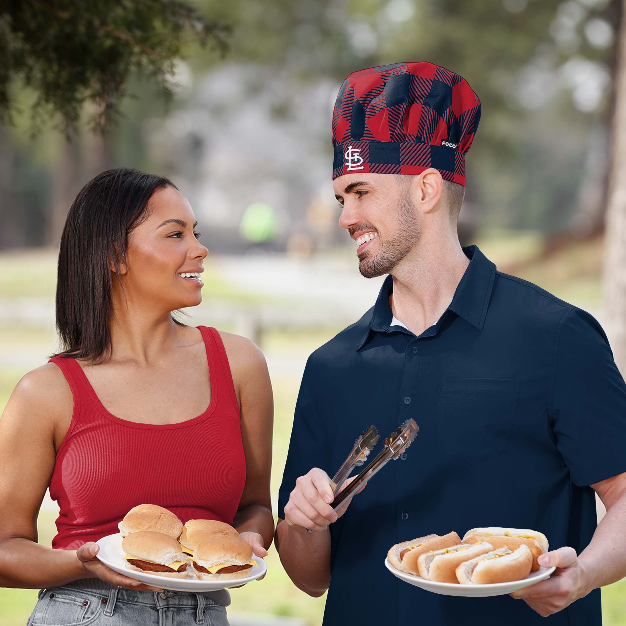 St Louis Cardinals Plaid Chef Hat - Image 3