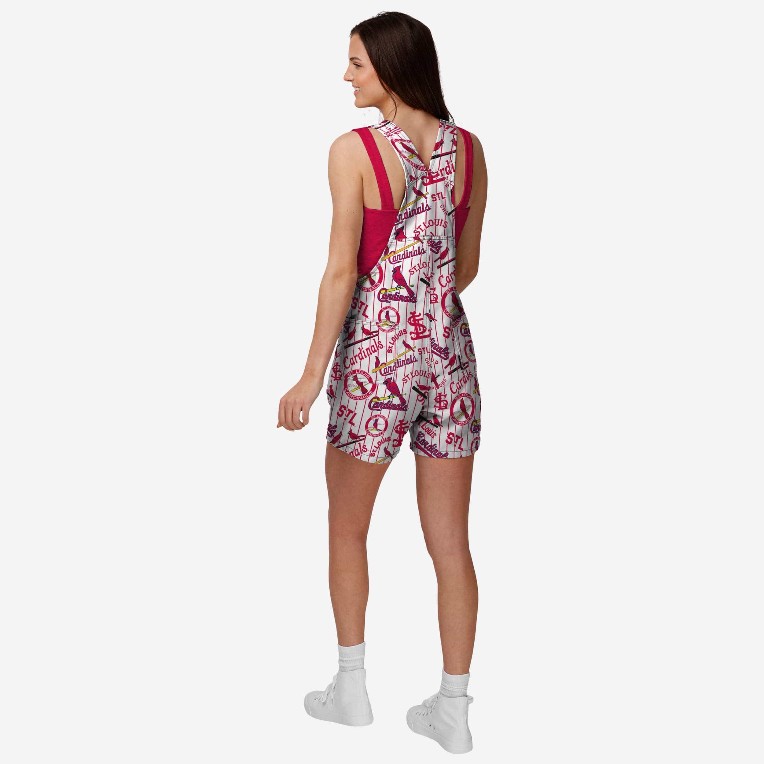 St Louis Cardinals Womens Historic Print Bib Shortalls - Image 2