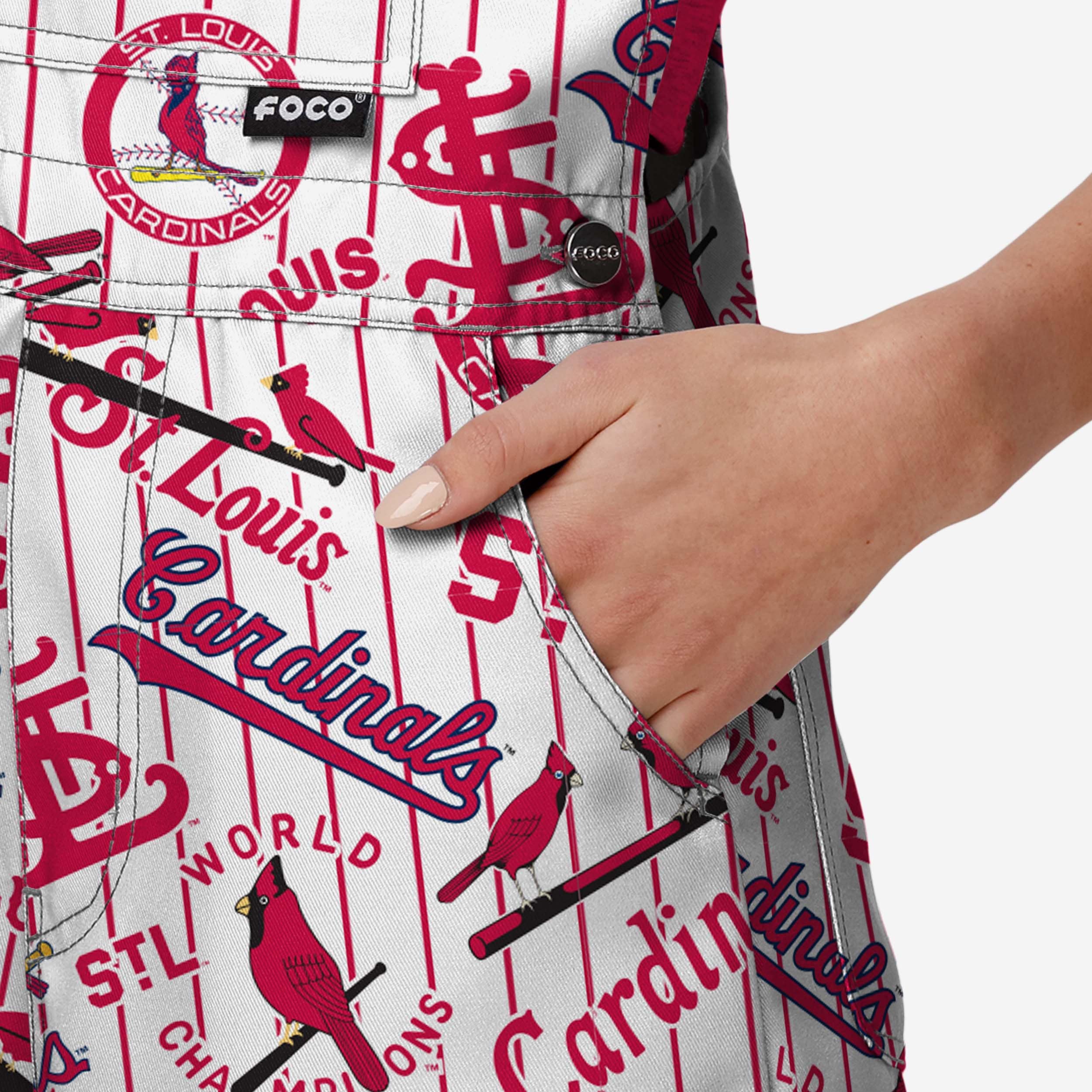 St Louis Cardinals Womens Historic Print Bib Shortalls - Image 5