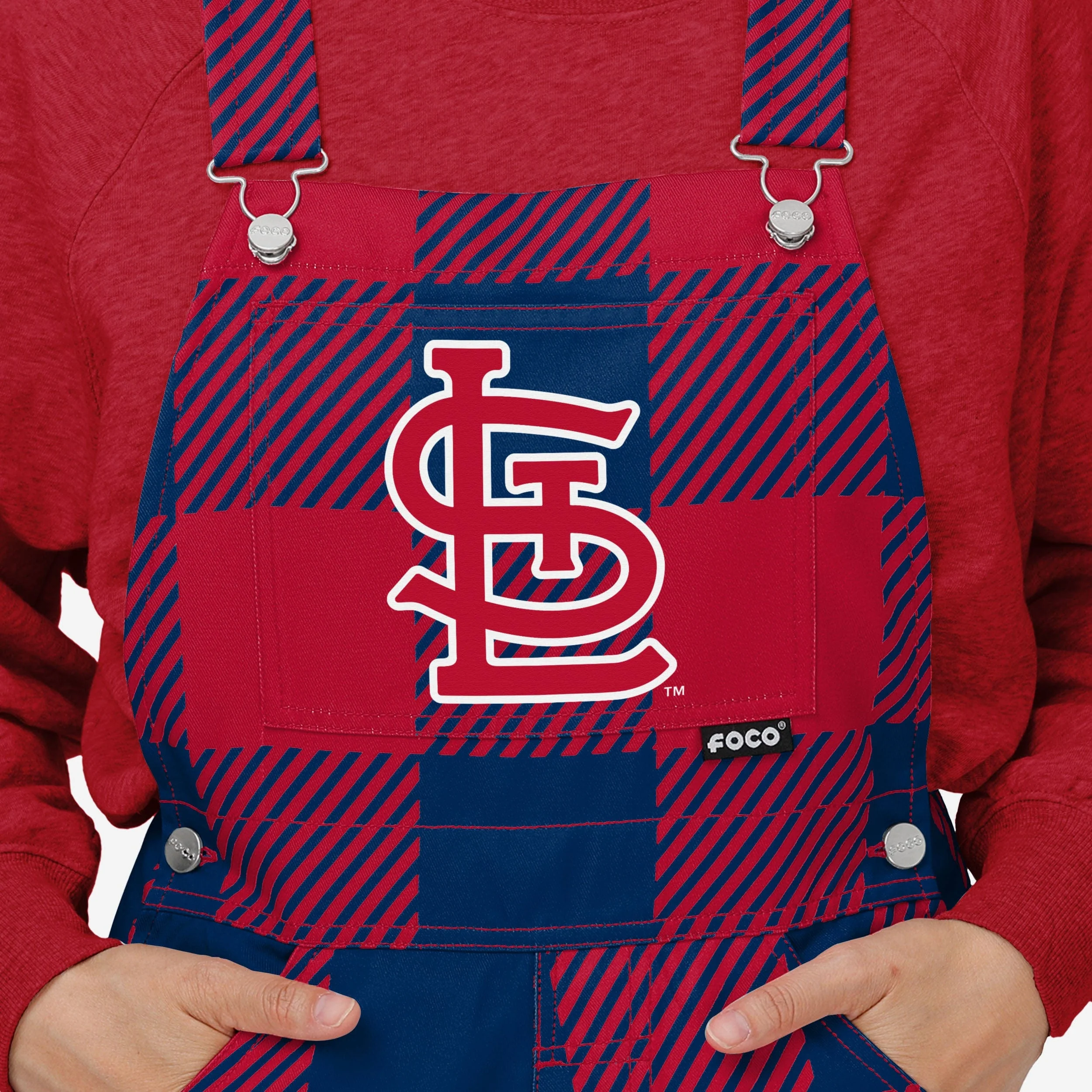 St Louis Cardinals Womens Plaid Bib Overalls - Image 4