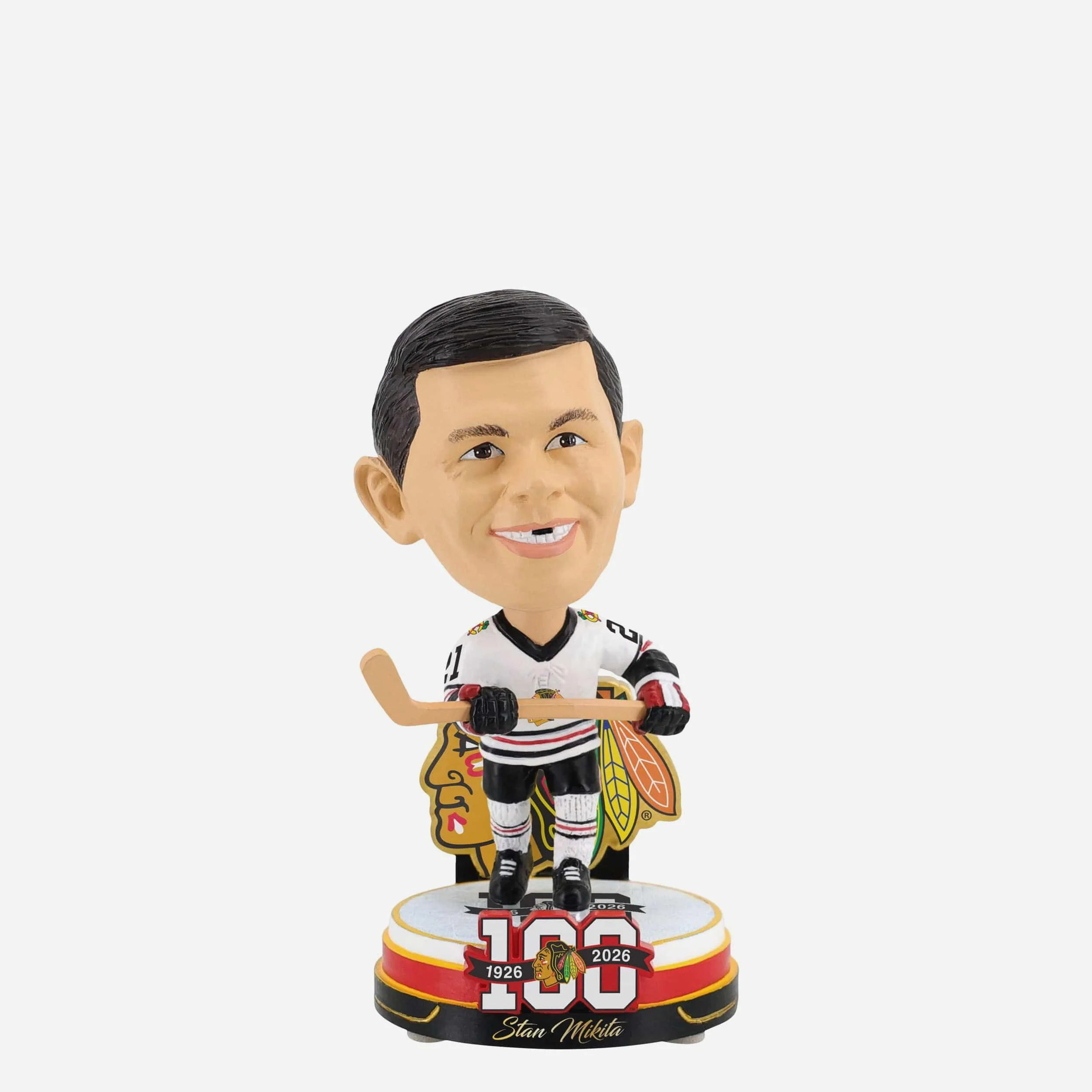 Stan Mikita Chicago Blackhawks 100th Anniversary Mini Bighead Bobblehead