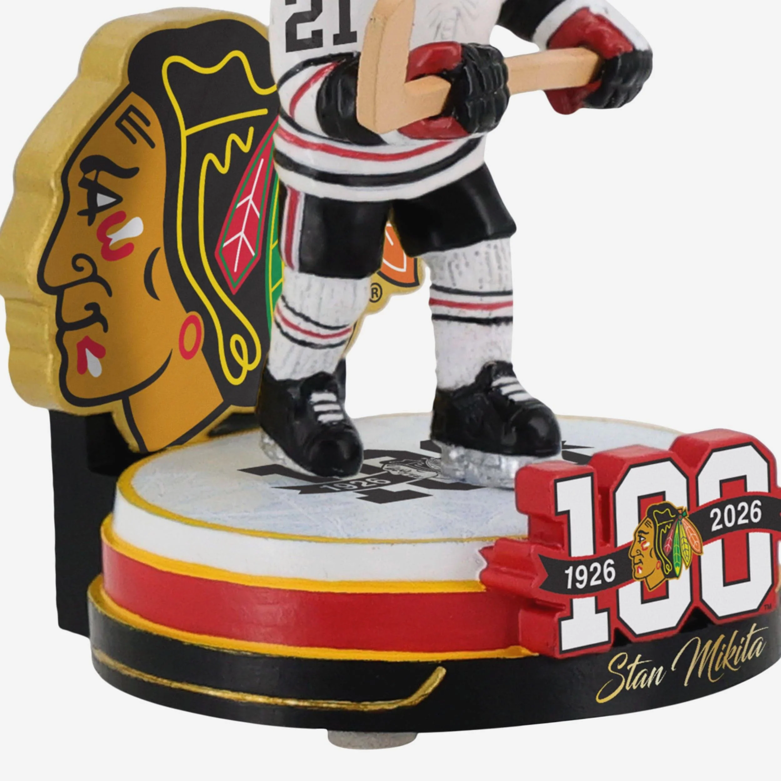 Stan Mikita Chicago Blackhawks 100th Anniversary Mini Bighead Bobblehead - Image 3