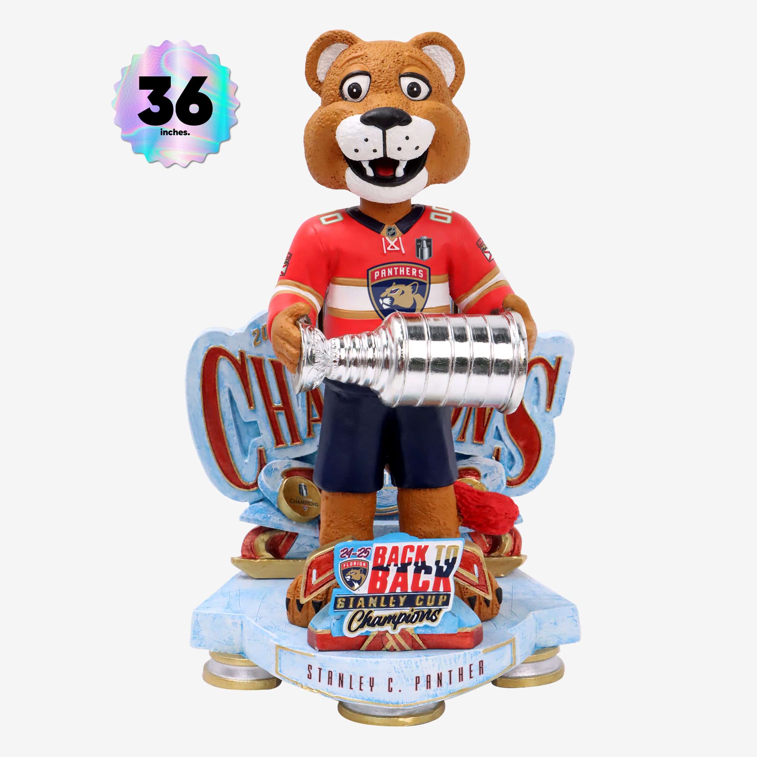 Stanley C Panther Florida Panthers 2025 Stanley Cup Champions Celebration 3 Ft Mascot Bobblehead
