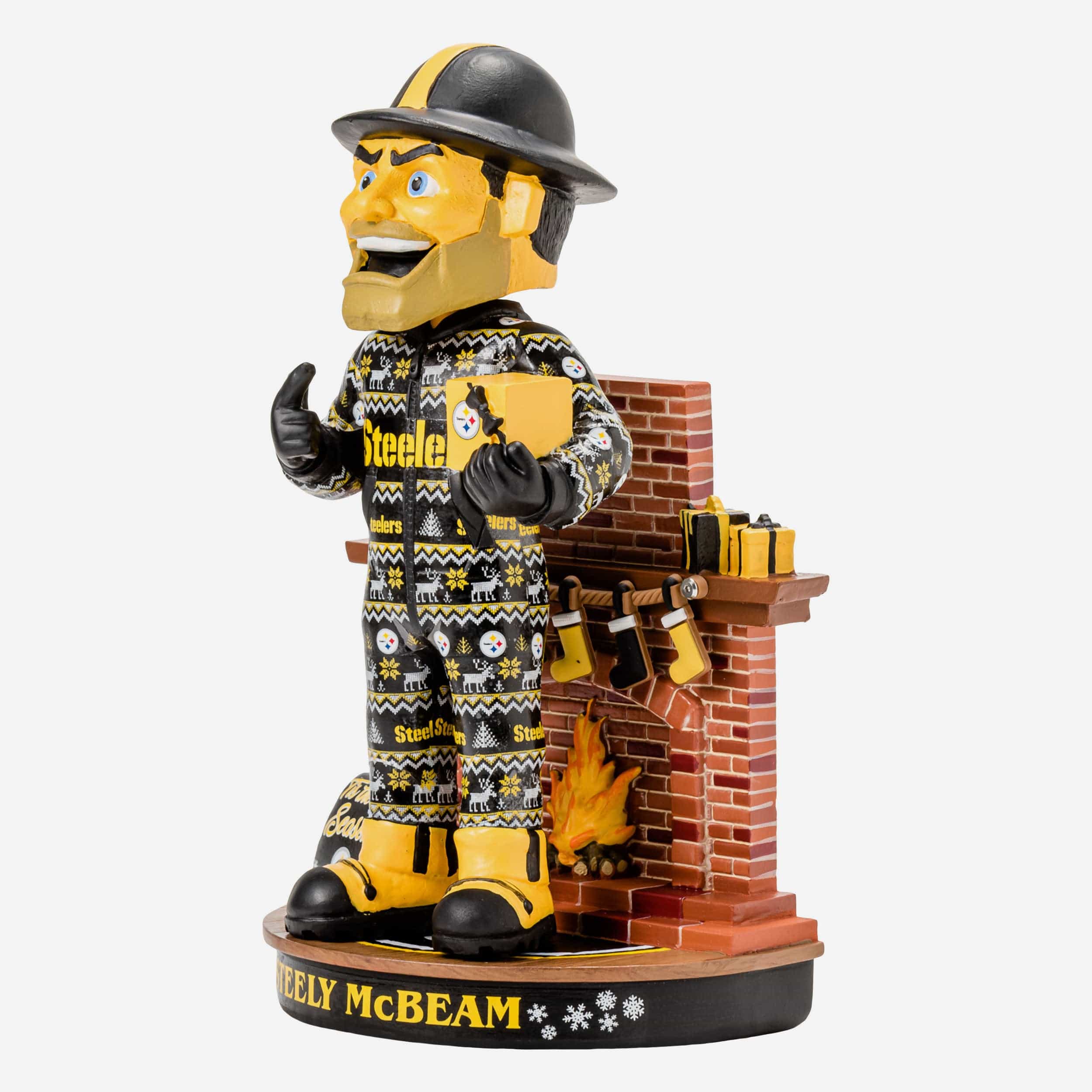 Steely McBeam Pittsburgh Steelers Holiday Mascot Bobblehead - Image 4