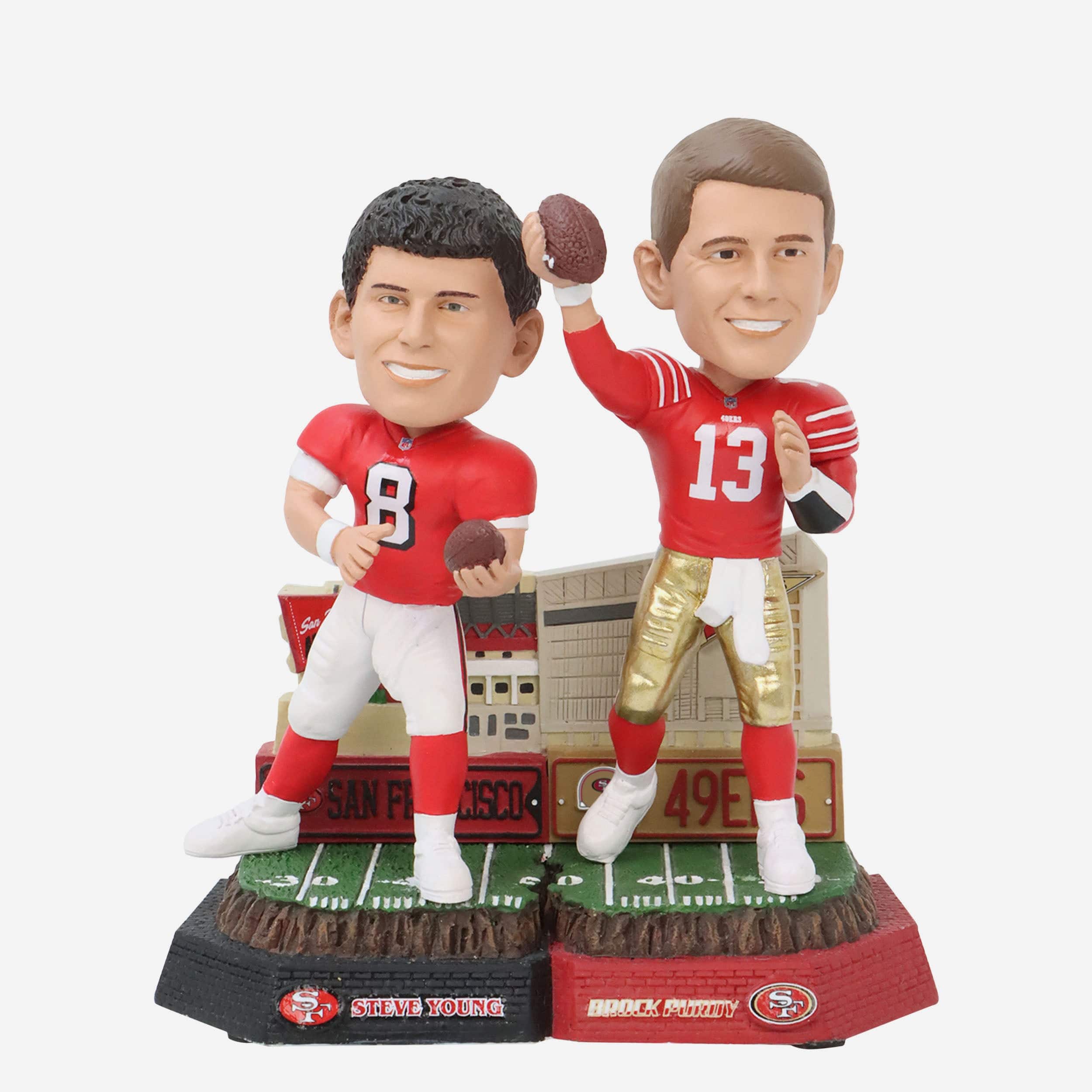 Steve Young & Brock Purdy San Francisco 49ers Then and Now Bobblehead