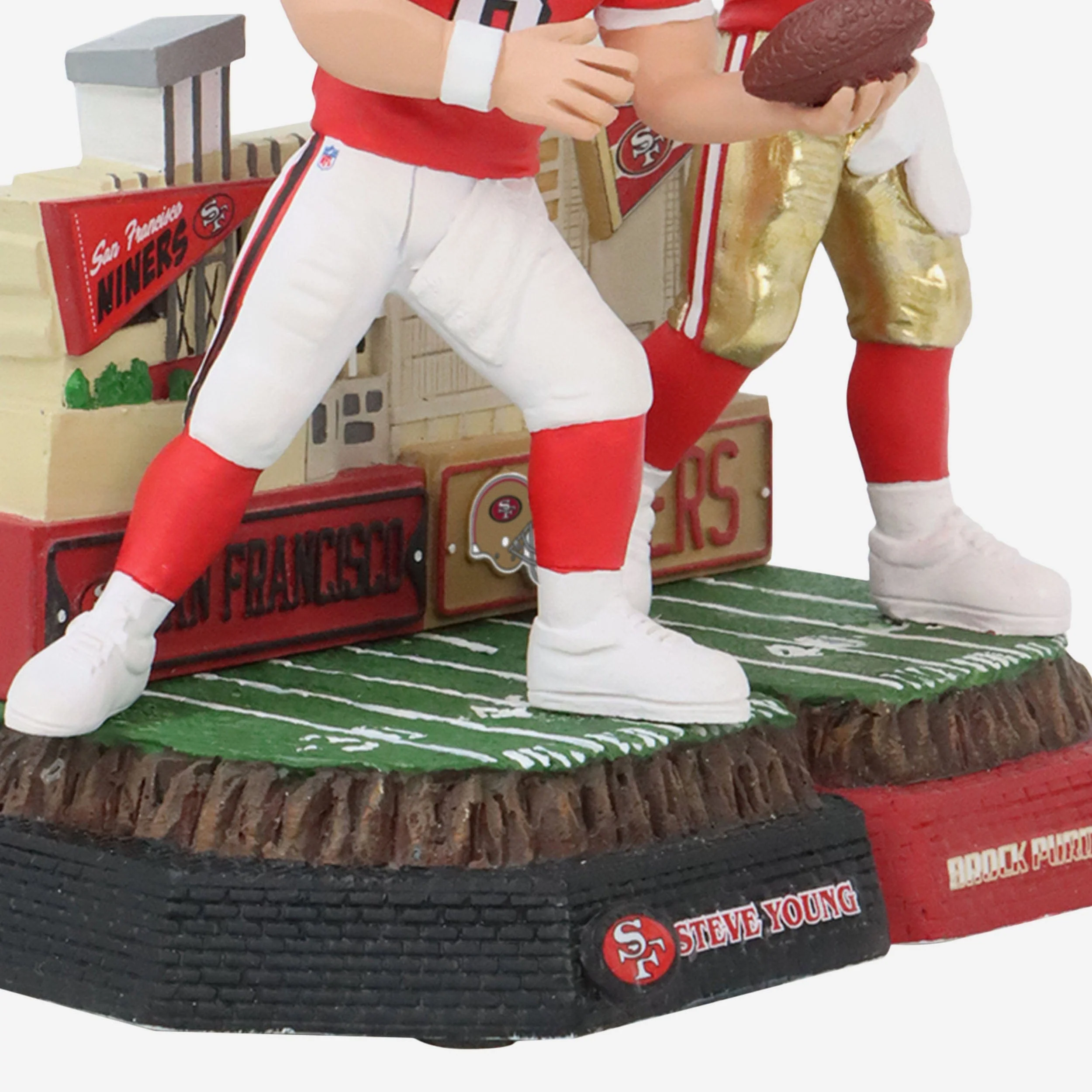 Steve Young & Brock Purdy San Francisco 49ers Then and Now Bobblehead - Image 4