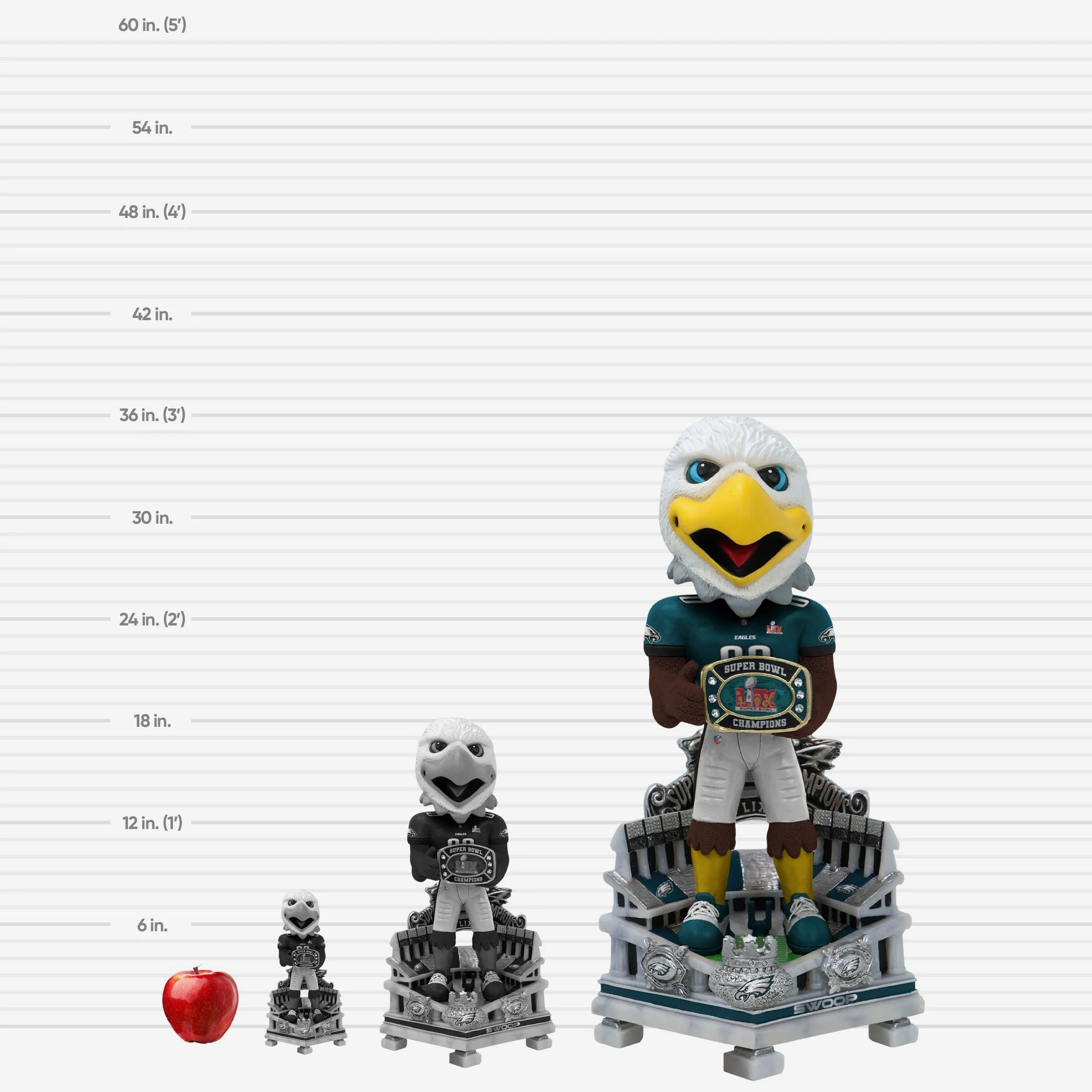 Swoop Philadelphia Eagles Super Bowl LIX Champions 3 Ft Mascot Bobblehead - Image 3