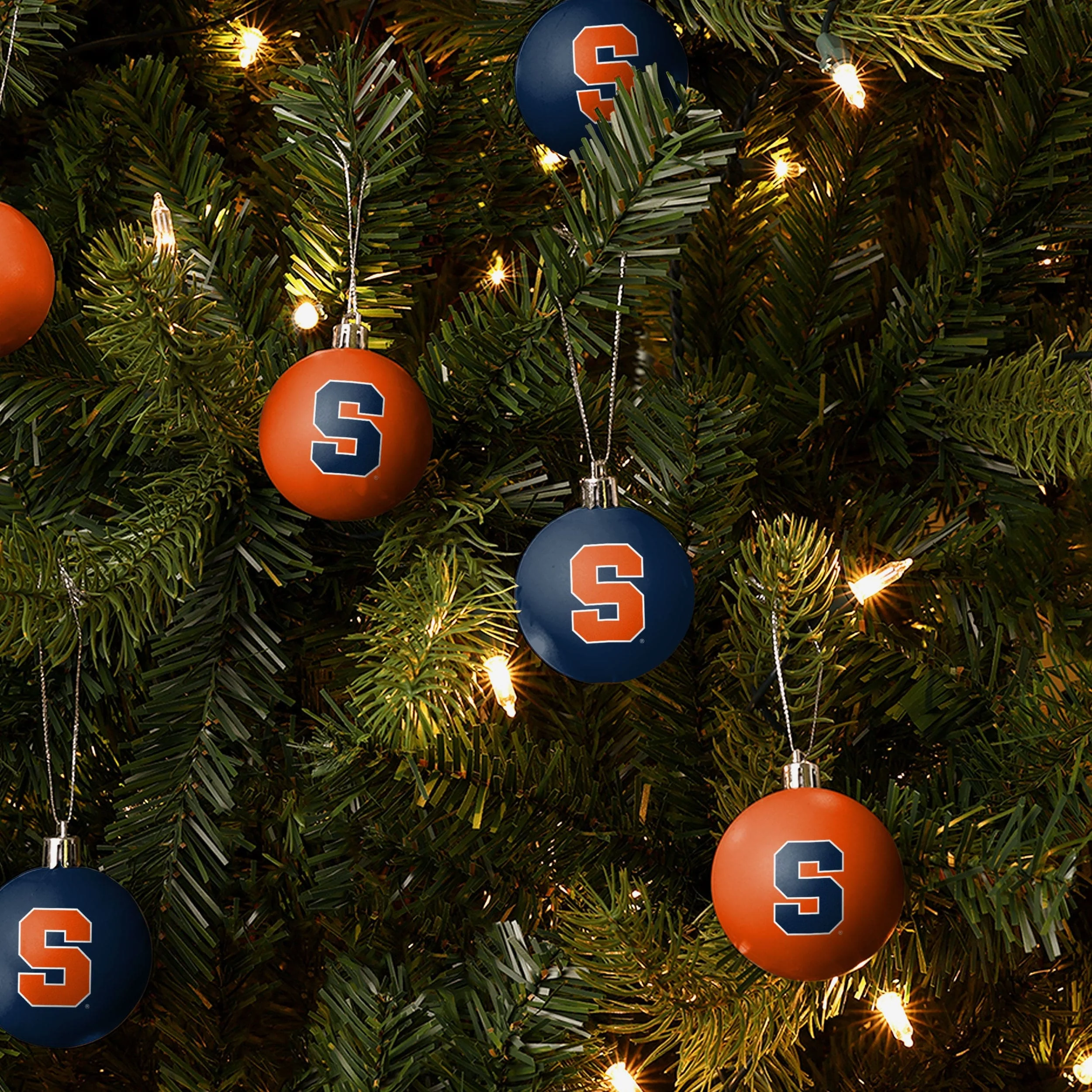 Syracuse Orange 12 Pack Plastic Ball Ornament Set - Image 2