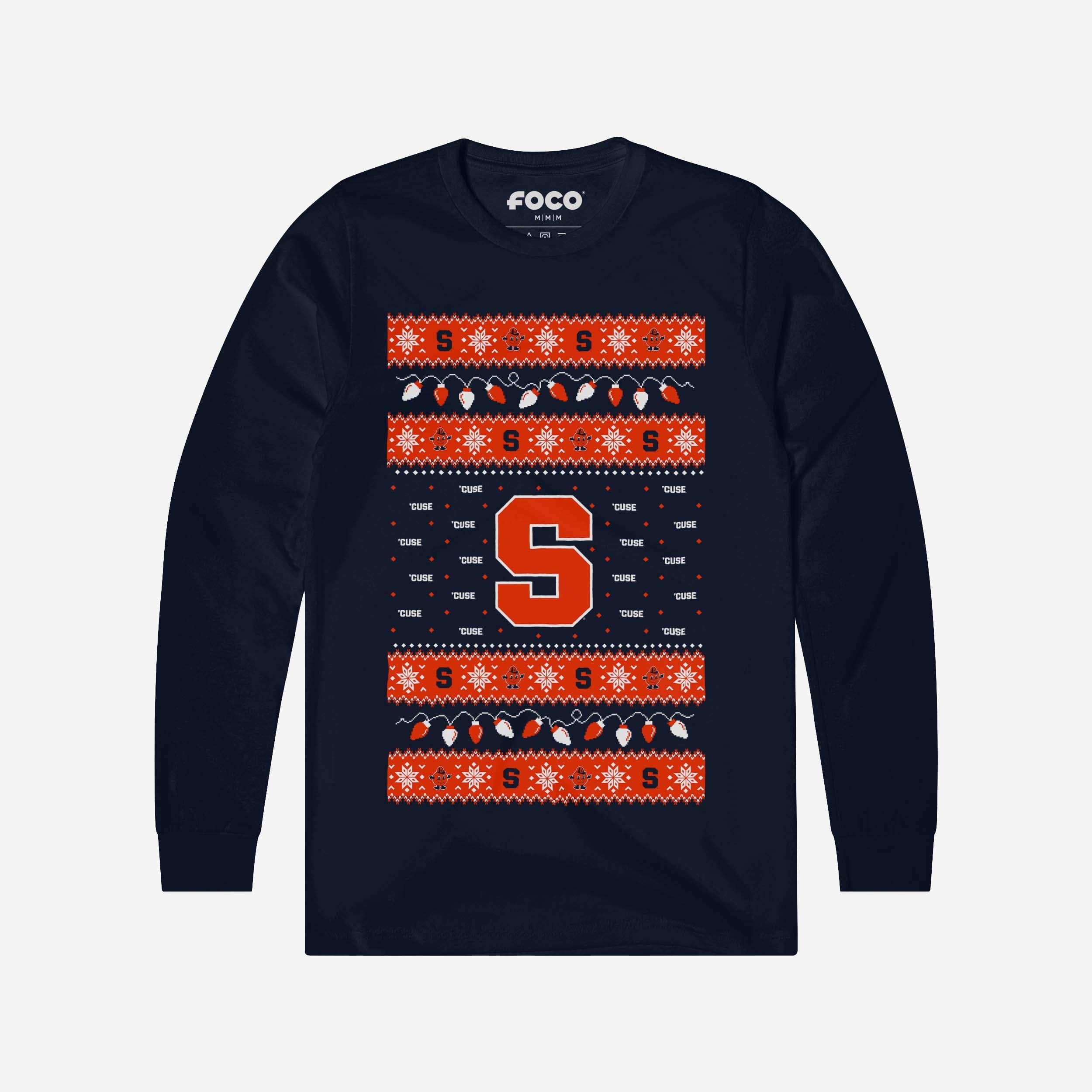 Syracuse Orange Holiday Lights Sweater Long Sleeve T-Shirt