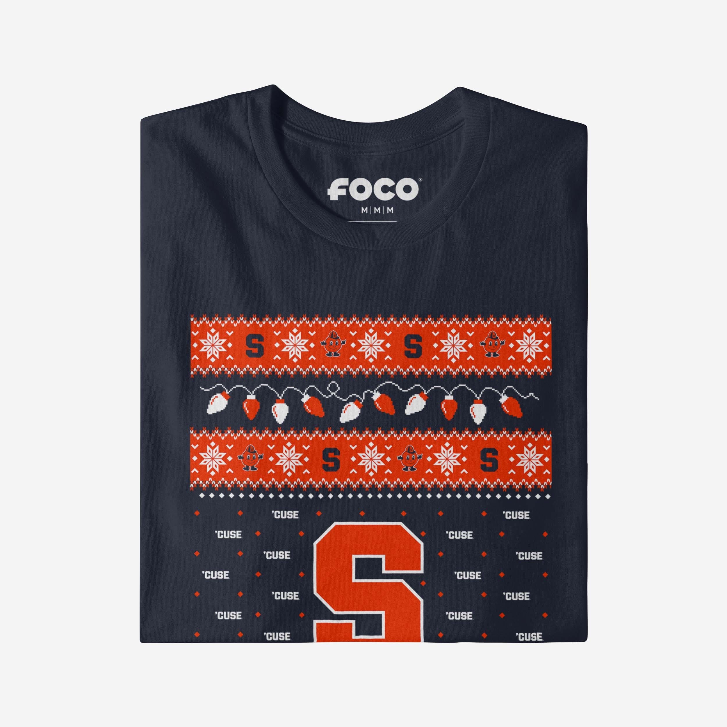Syracuse Orange Holiday Lights Sweater Long Sleeve T-Shirt - Image 4