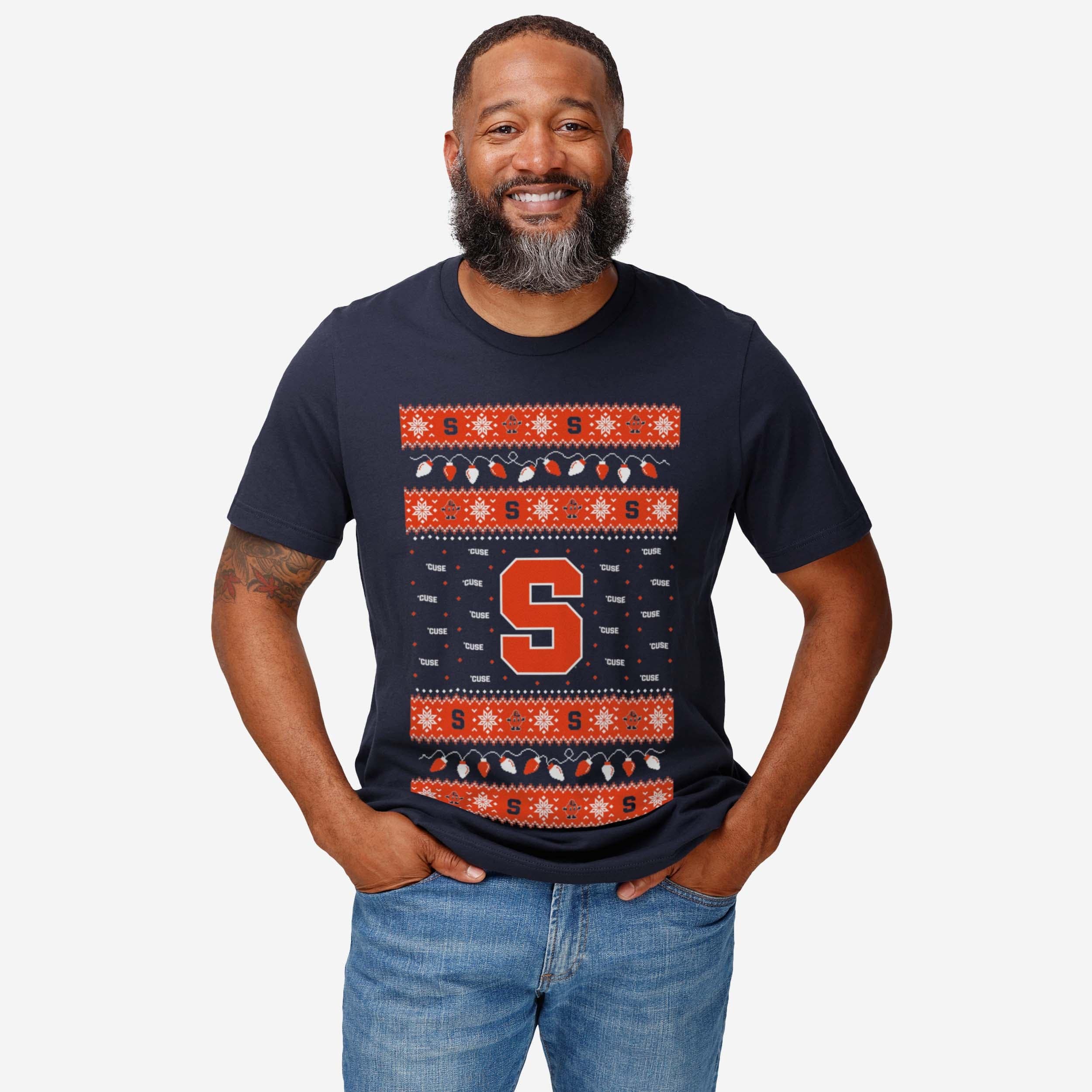 Syracuse Orange Holiday Lights Sweater T-Shirt - Image 2
