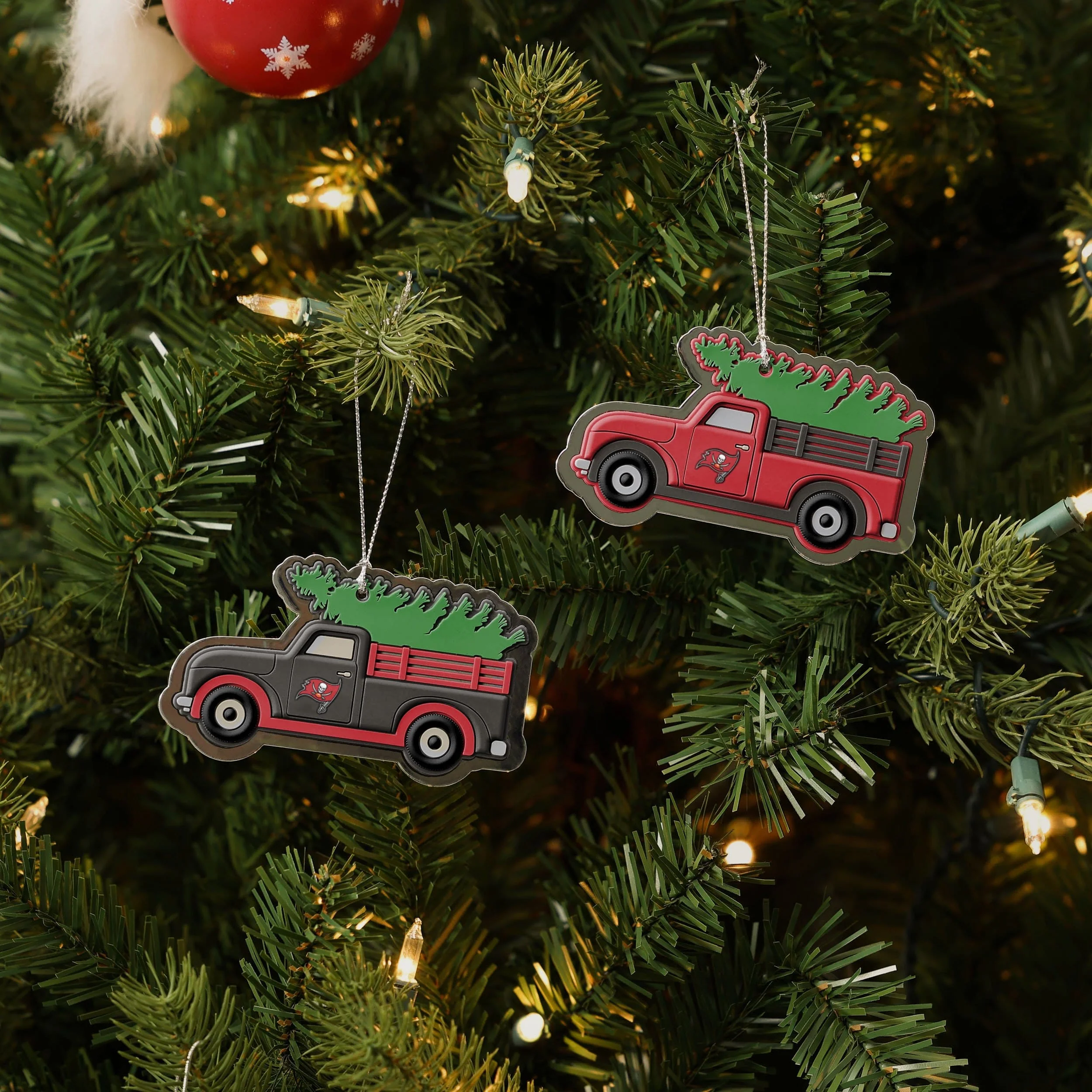 Tampa Bay Buccaneers 2 Pack Flat Metal Truck Ornaments - Image 2